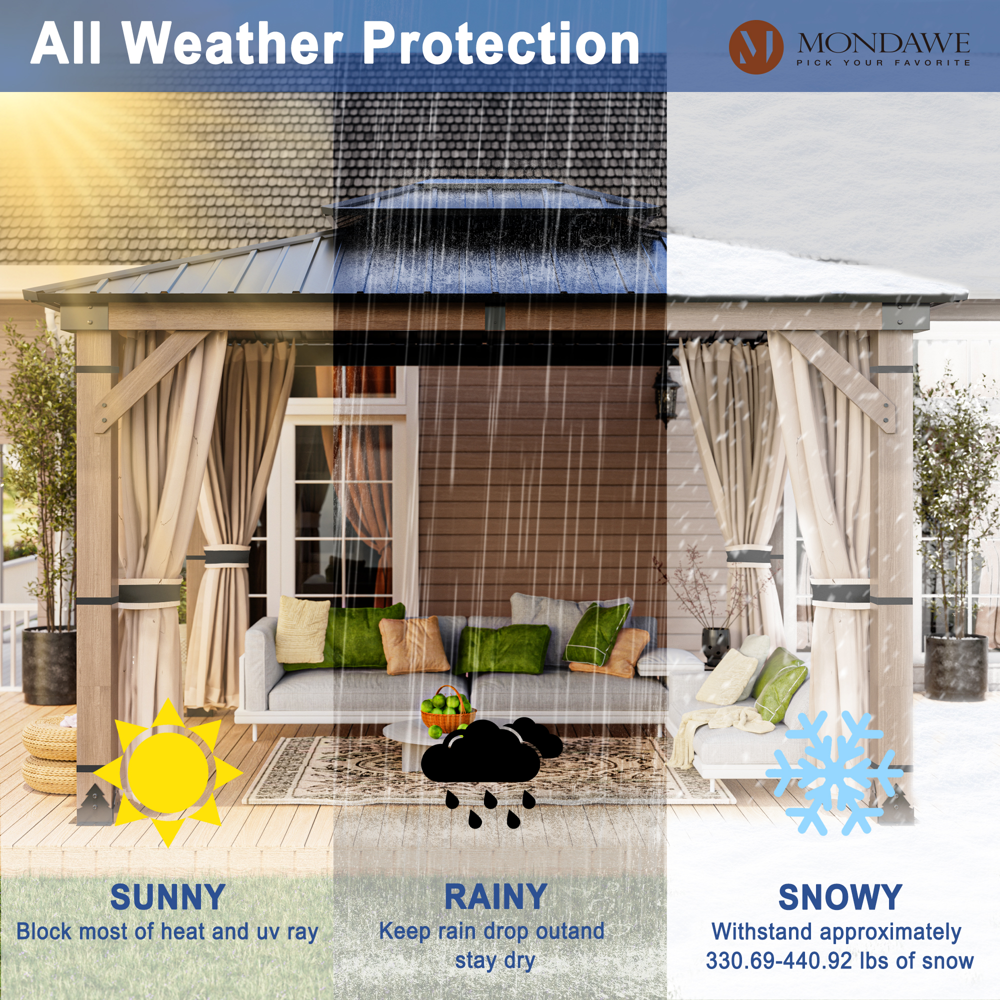 10 ft. x 12 ft. Outdoor Cedar Wood Frame Patio Gazebo Canopy