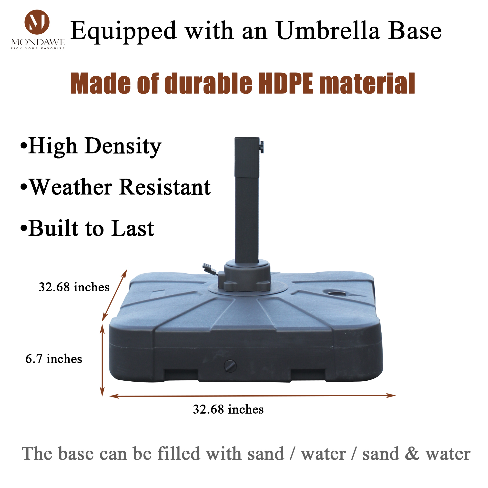 Mondawe 11 ft. Outdoor 360° Rotation Patio Cantilever Umbrella with Base for Garden Balcony-Mondawe