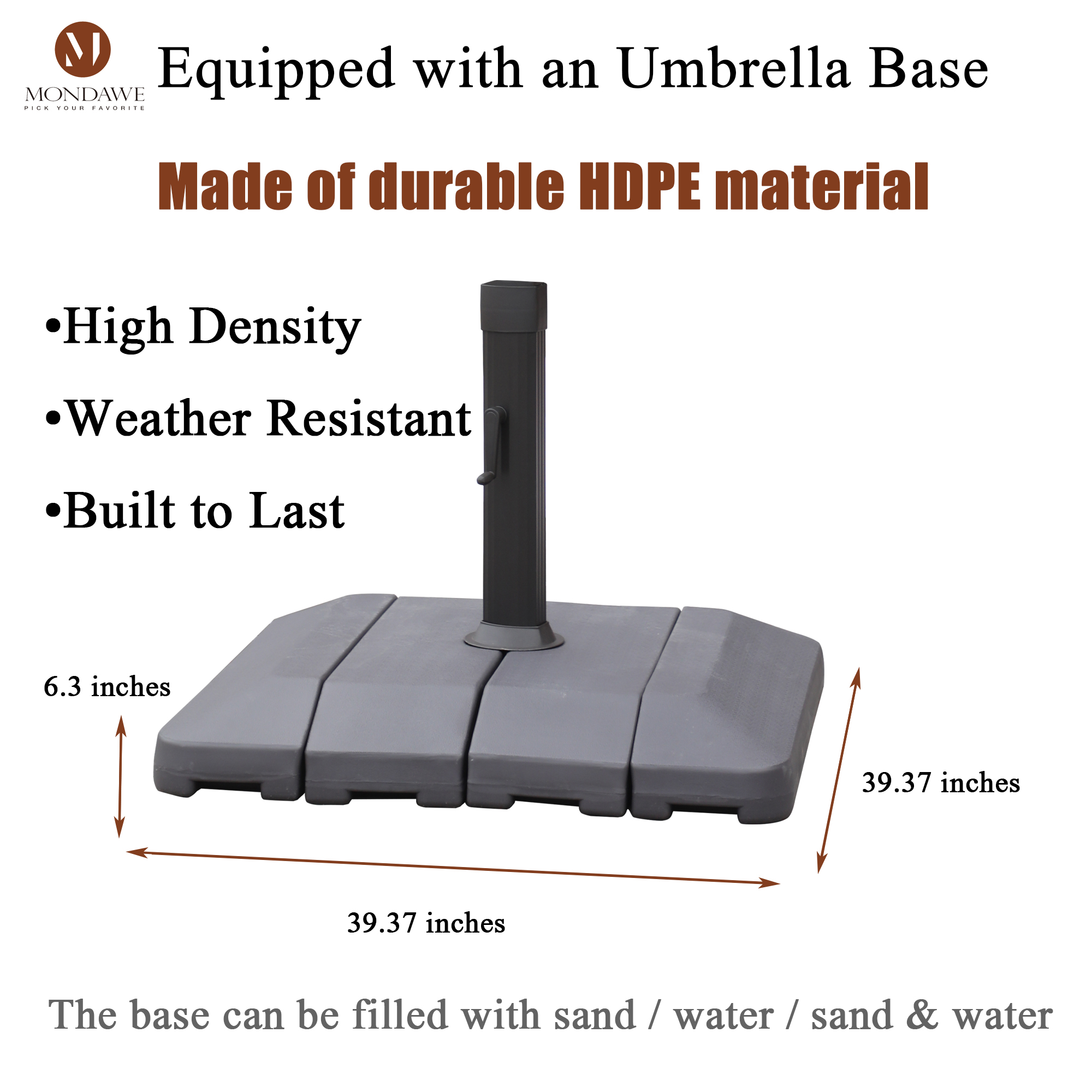 Mondawe 11 ft. Aluminum 360° Rotation Cantilever Patio Umbrella with Base for Garden Balcony-Mondawe