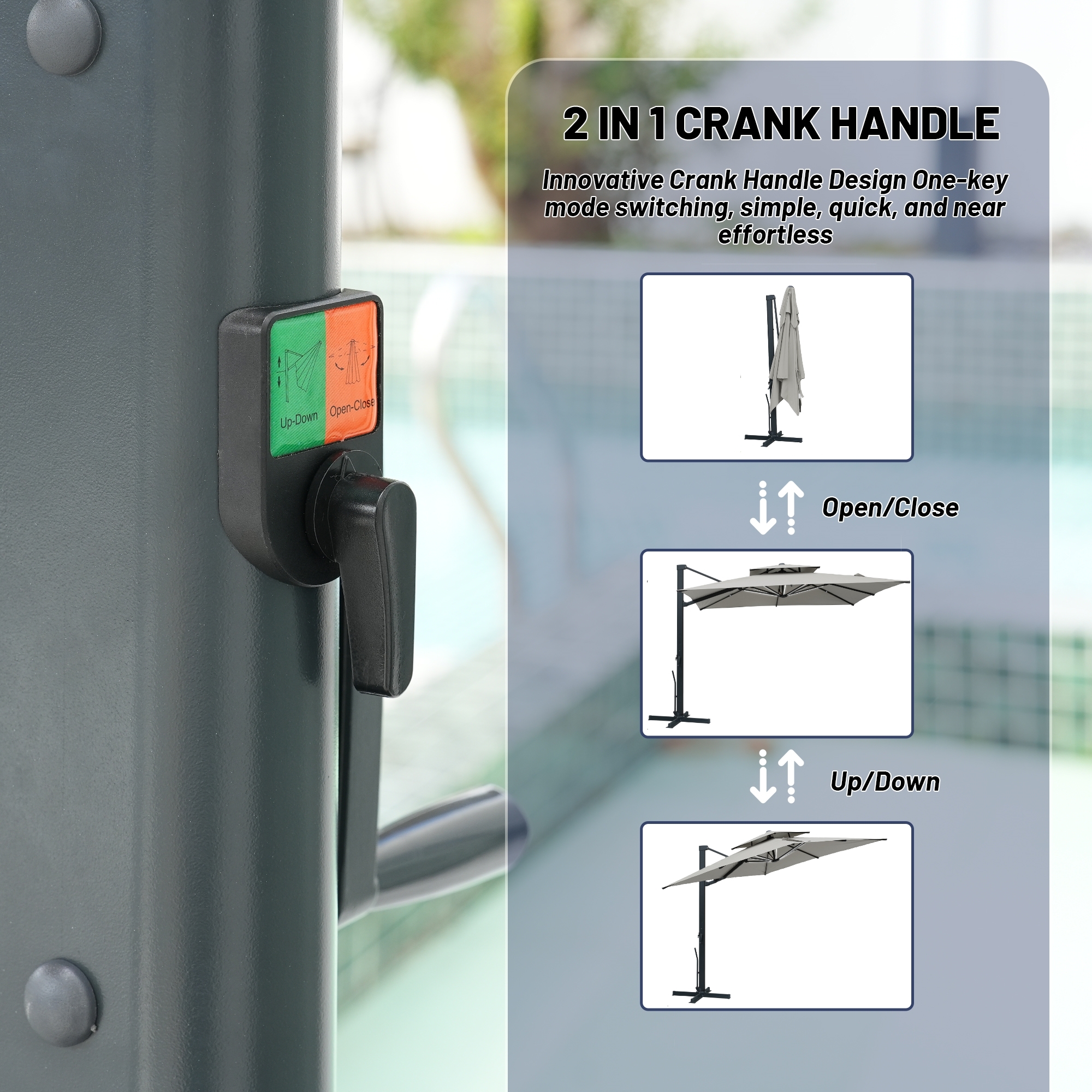 10-Ft Aluminum Patio Cantilever Umbrella with Base and Removable Lights