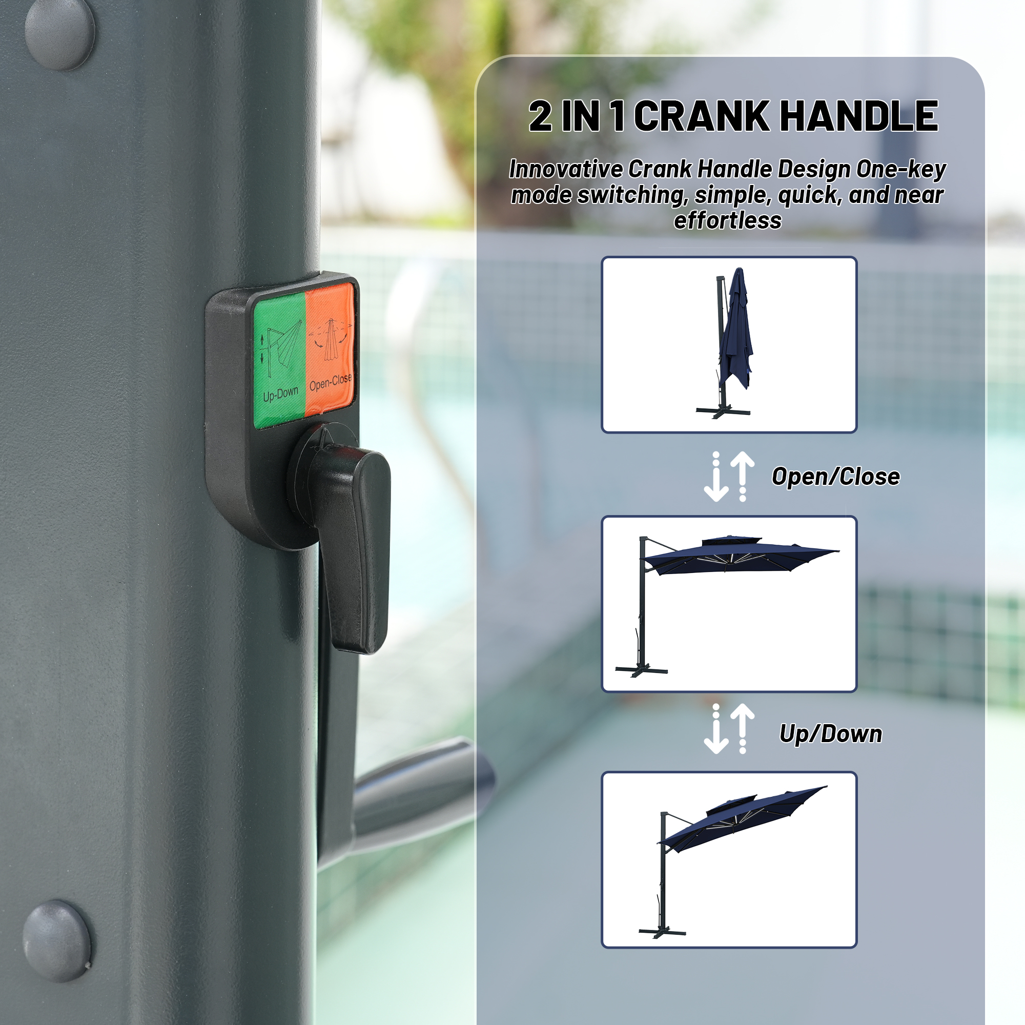 10-Ft Aluminum Patio Cantilever Umbrella with Base and Removable Lights