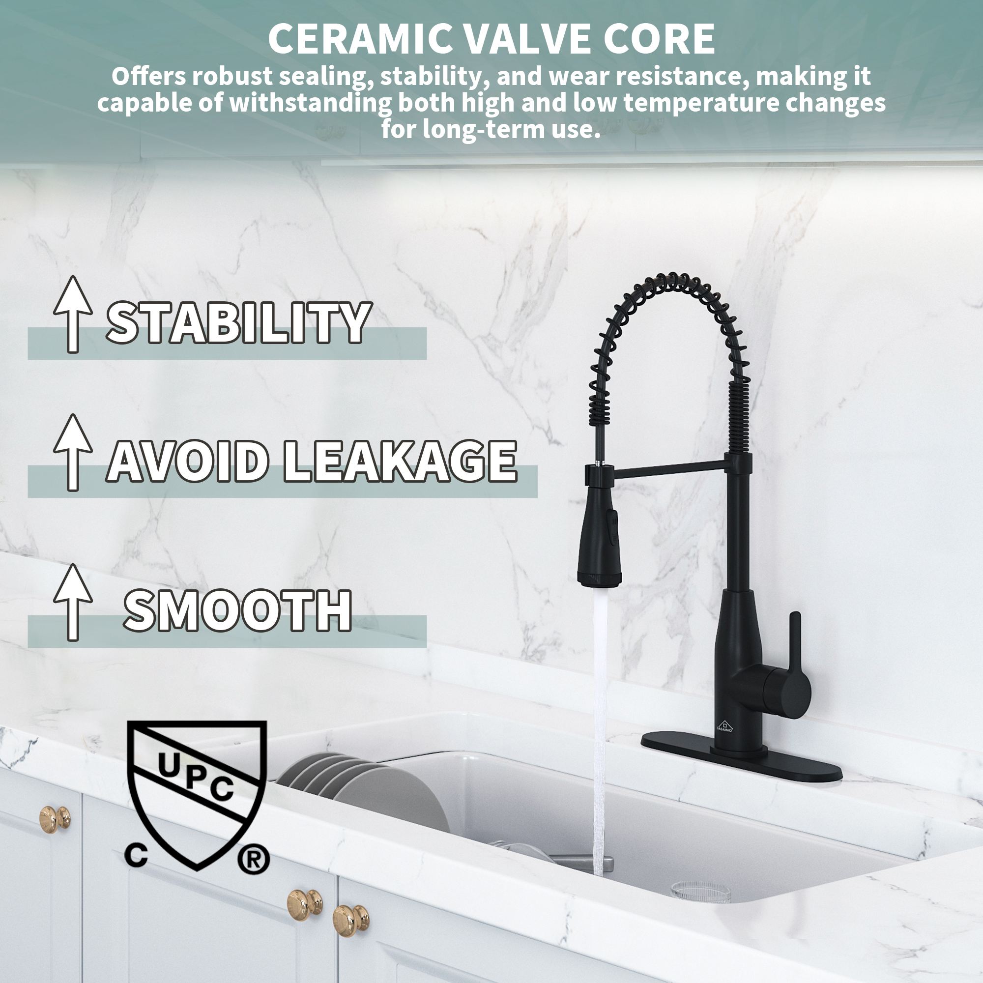 Single Handle Pull Down Sprayer Kitchen Faucet with Touchless Sensor and Four Functions Spray Head in Matte Black