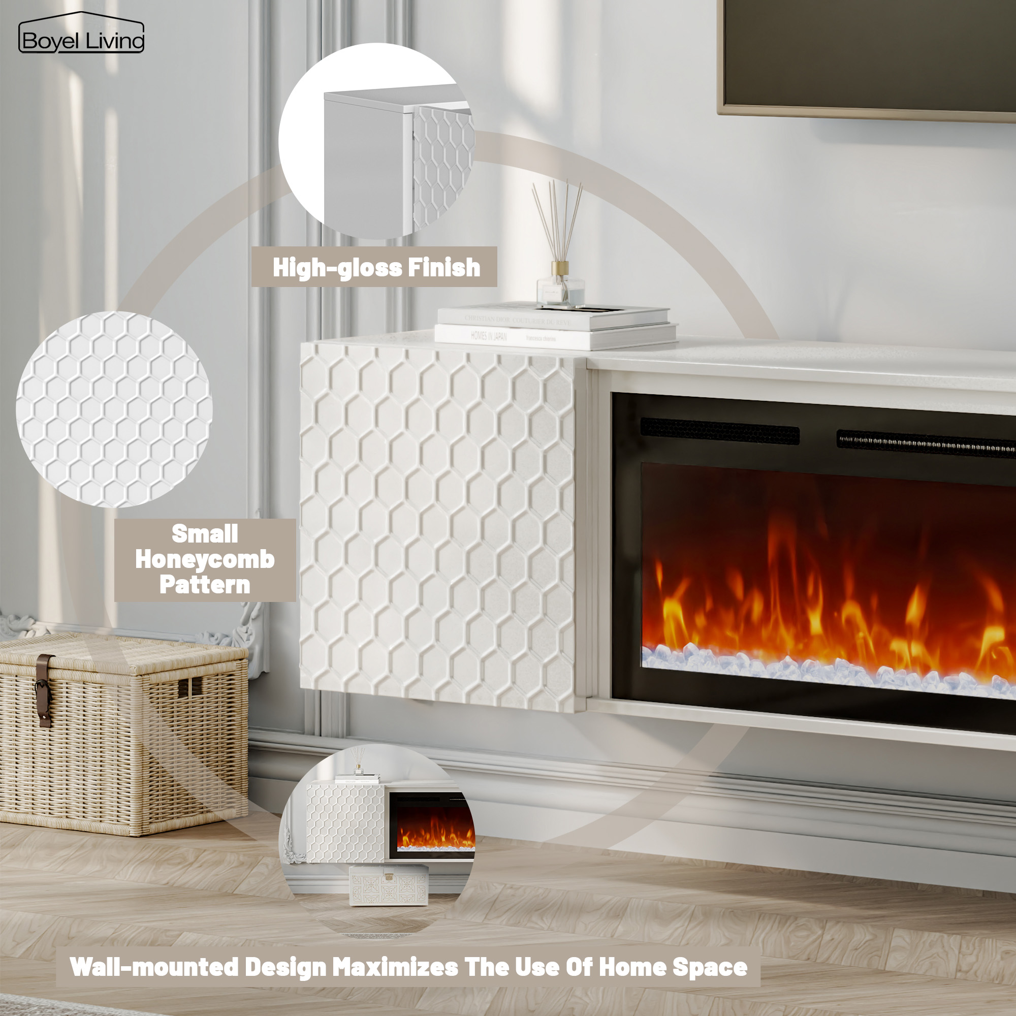 Floating TV Stand with 36" Electric Fireplace