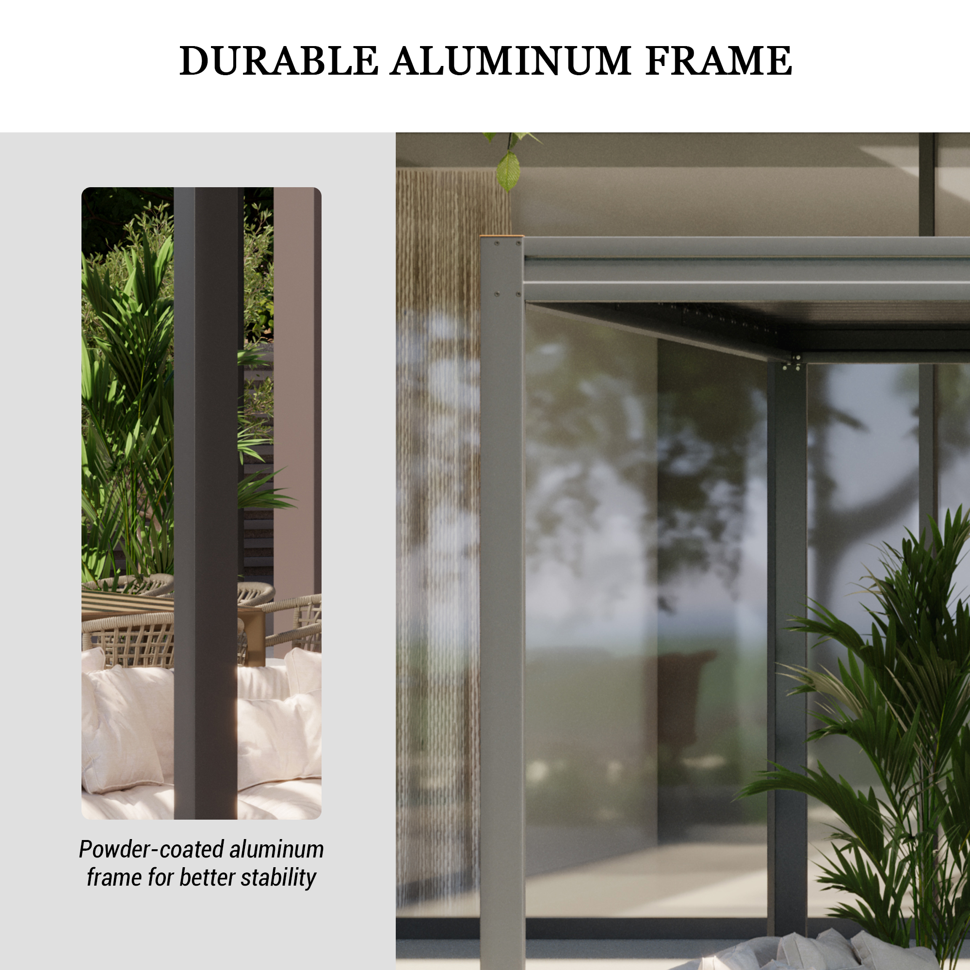 Louvered Pergola, Wood Grain Aluminum Pergola with Adjustable Roof, Wood Looking Aluminum Frame, Efficient Drainage System, Outdoor Pergola for Patio, Deck, Garden