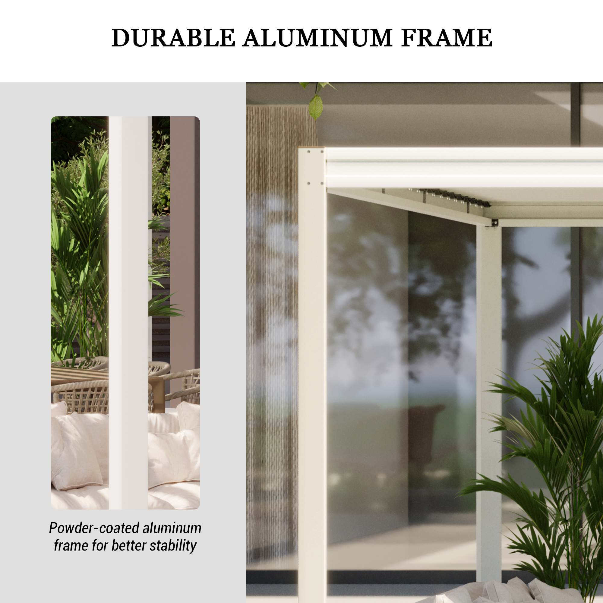 Louvered Pergola, Wood Grain Aluminum Pergola with Adjustable Roof, Wood Looking Aluminum Frame, Efficient Drainage System, Outdoor Pergola for Patio, Deck, Garden