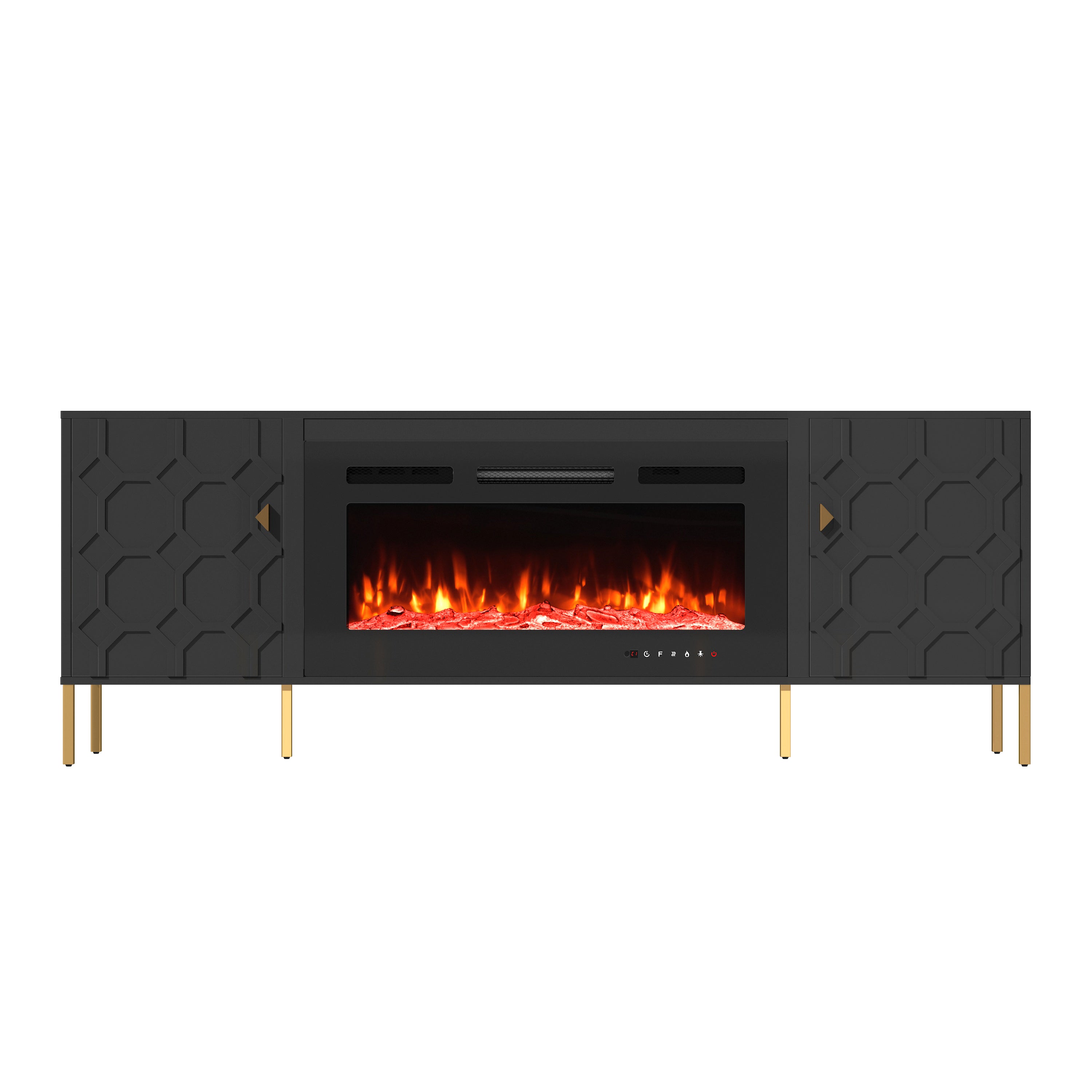 70.08'' Wide Storage Cabinet with Electric Fireplace