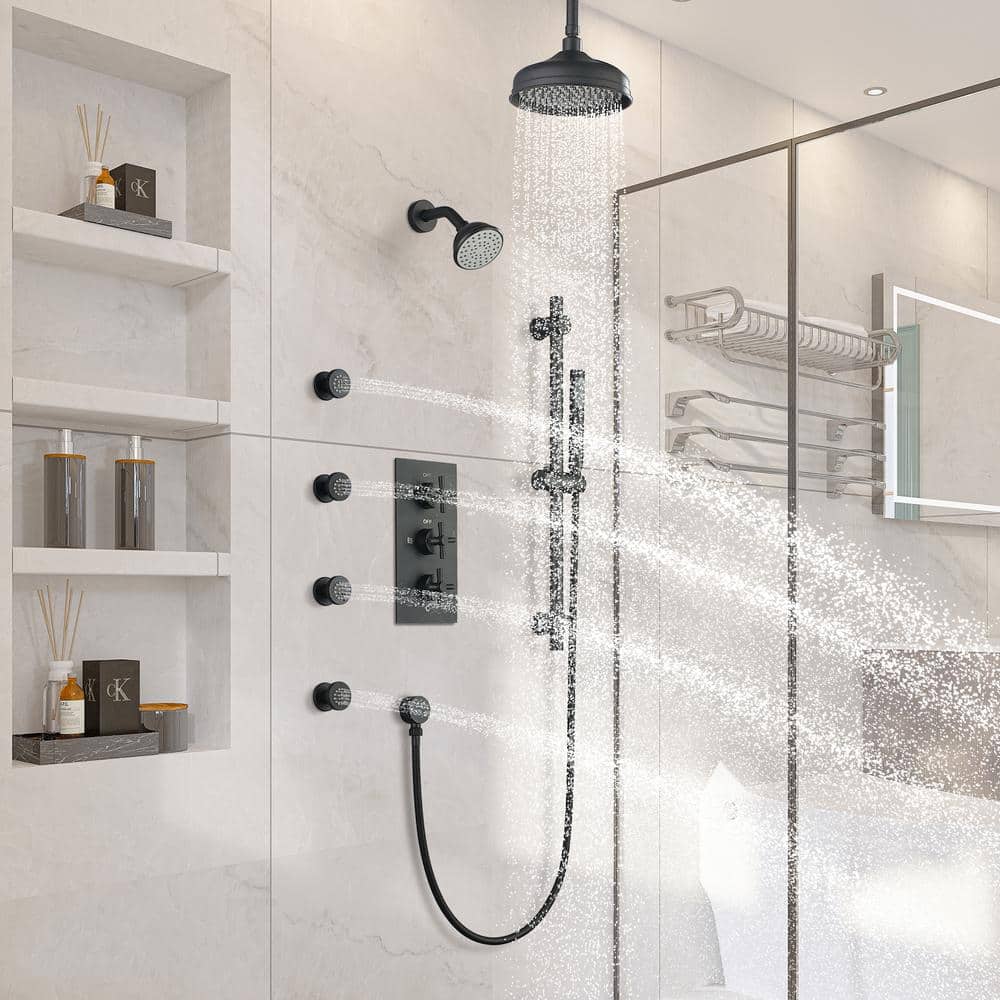 Boyel Living 8 in. Complete Shower System with 4 Body Sprays Fixed Shower Heads System with Handheld