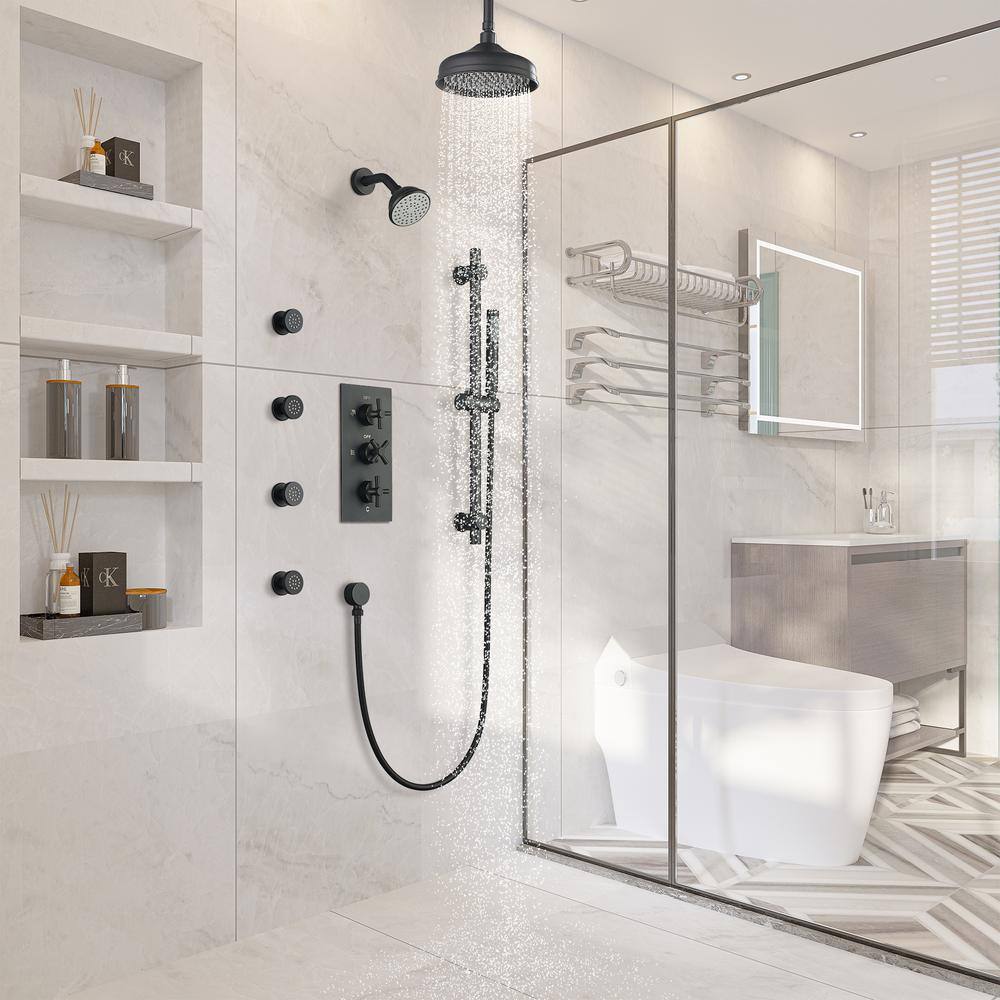 Boyel Living 8 in. Complete Shower System with 4 Body Sprays Fixed Shower Heads System with Handheld