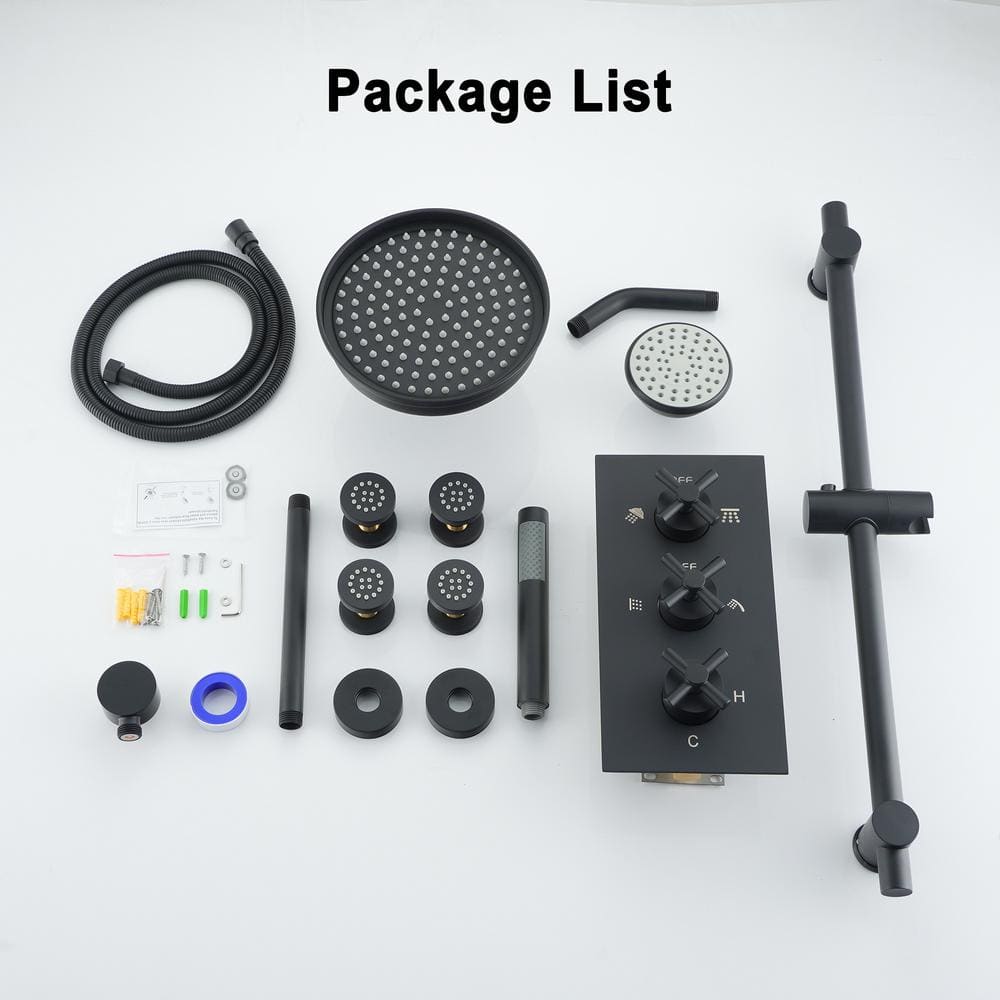 Boyel Living 8 in. Complete Shower System with 4 Body Sprays Fixed Shower Heads System with Handheld