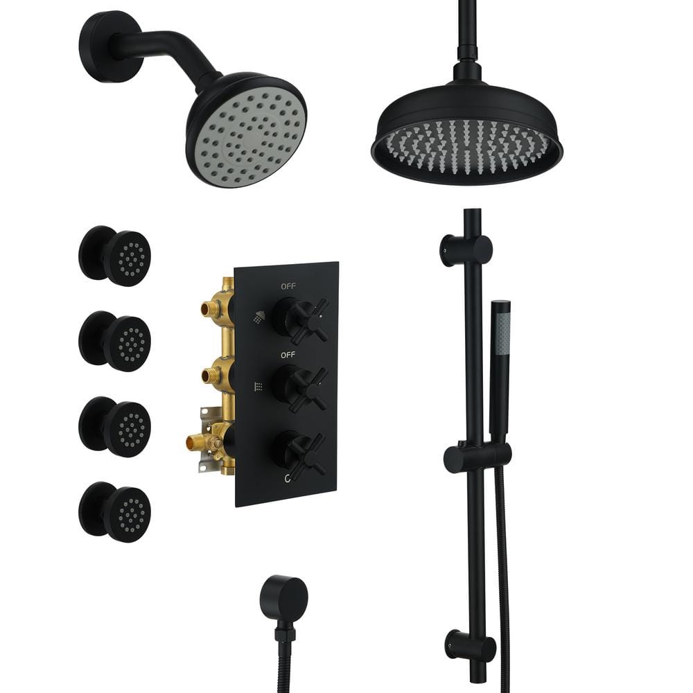 Boyel Living 8 in. Complete Shower System with 4 Body Sprays Fixed Shower Heads System with Handheld
