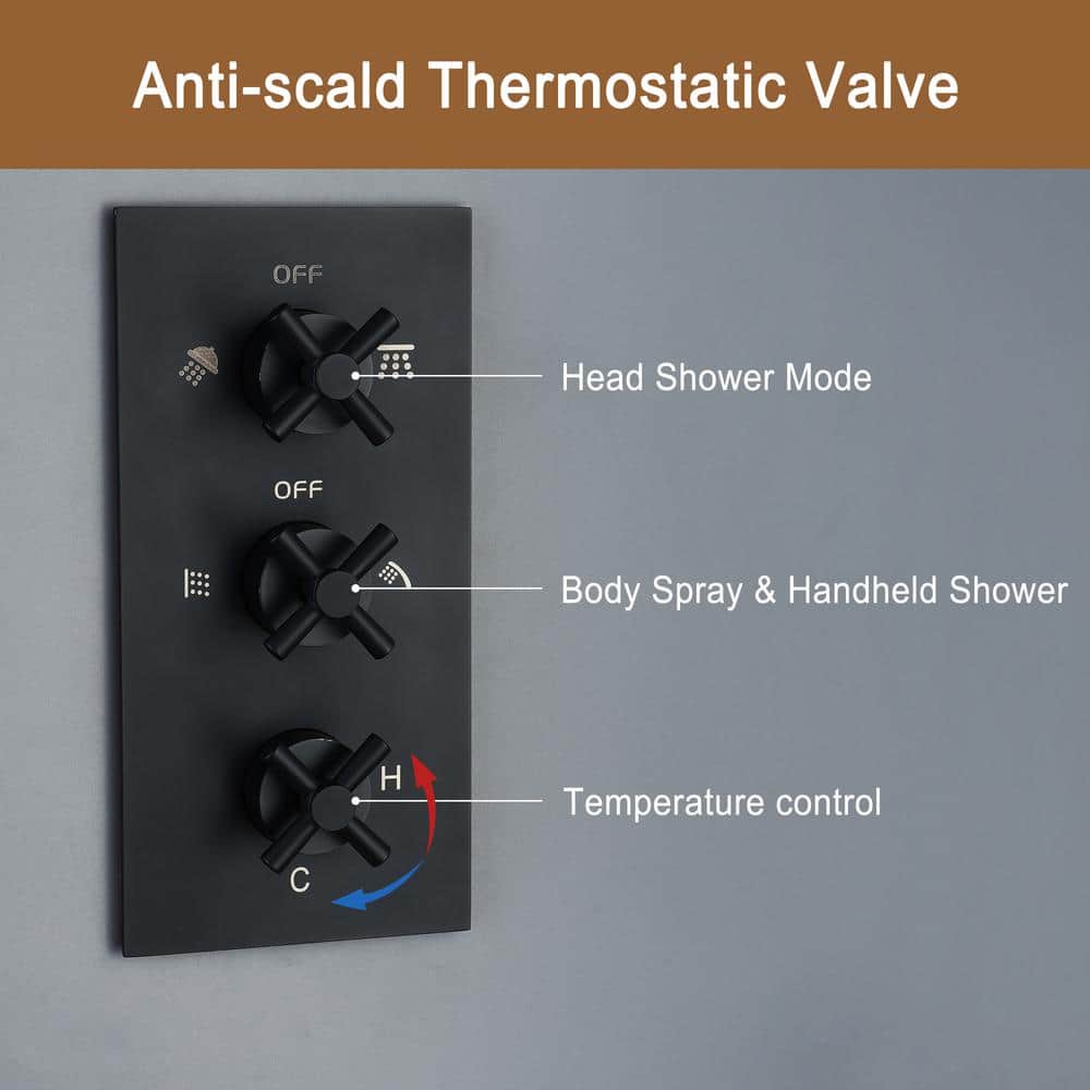 Boyel Living 8 in. Complete Shower System with 4 Body Sprays Fixed Shower Heads System with Handheld