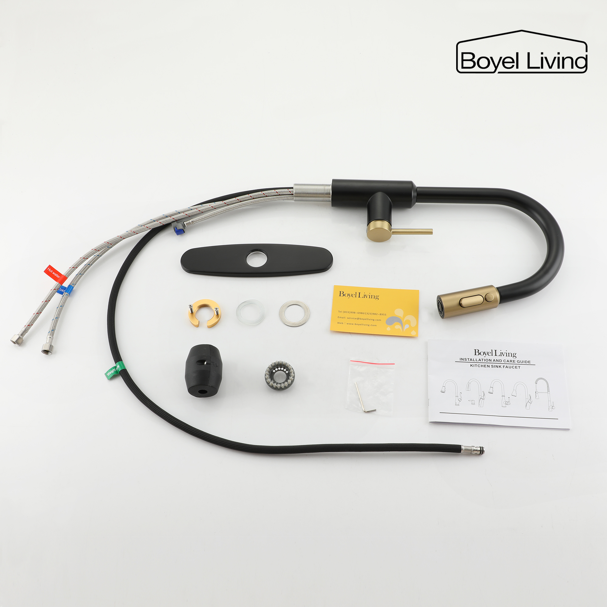 Boyel Living Single Handle Pull Down Sprayer Kitchen Faucet with 3-Spray Patterns