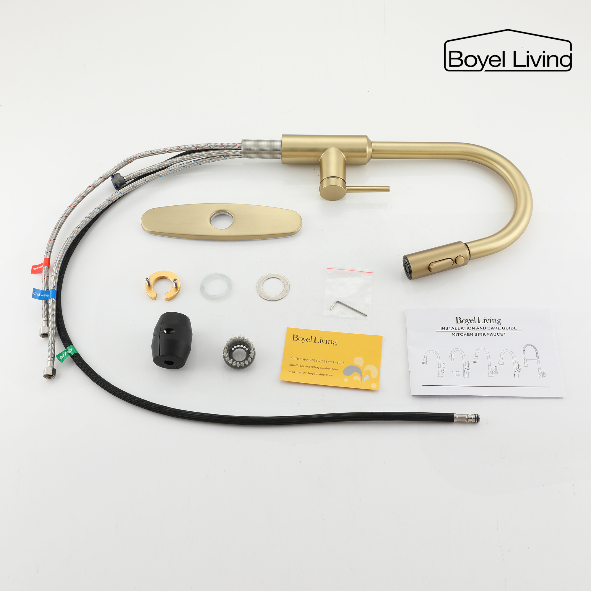 Boyel Living Single Handle Pull Down Sprayer Kitchen Faucet with 3-Spray Patterns