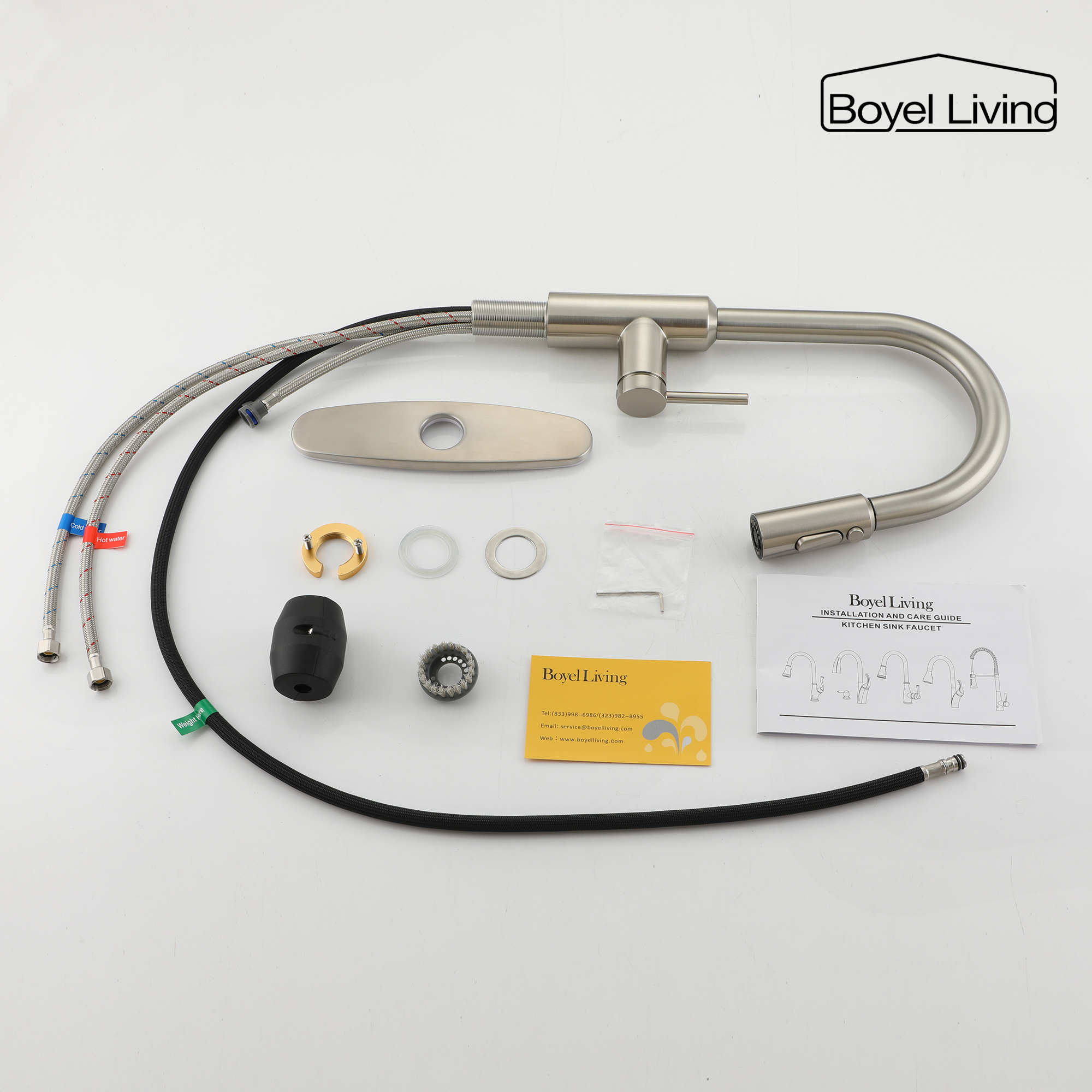 Boyel Living Single Handle Pull Down Sprayer Kitchen Faucet with 3-Spray Patterns