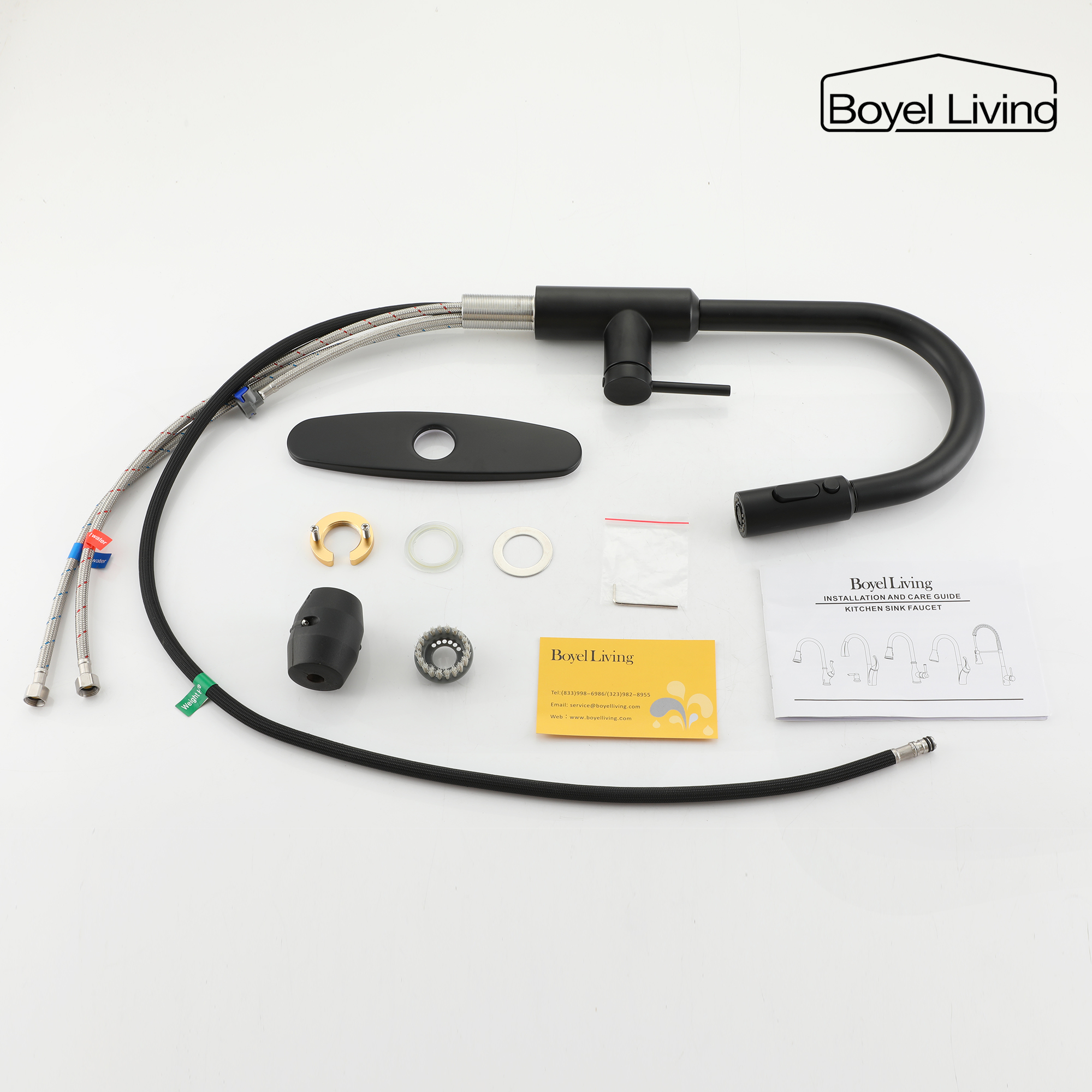 Boyel Living Single Handle Pull Down Sprayer Kitchen Faucet with 3-Spray Patterns