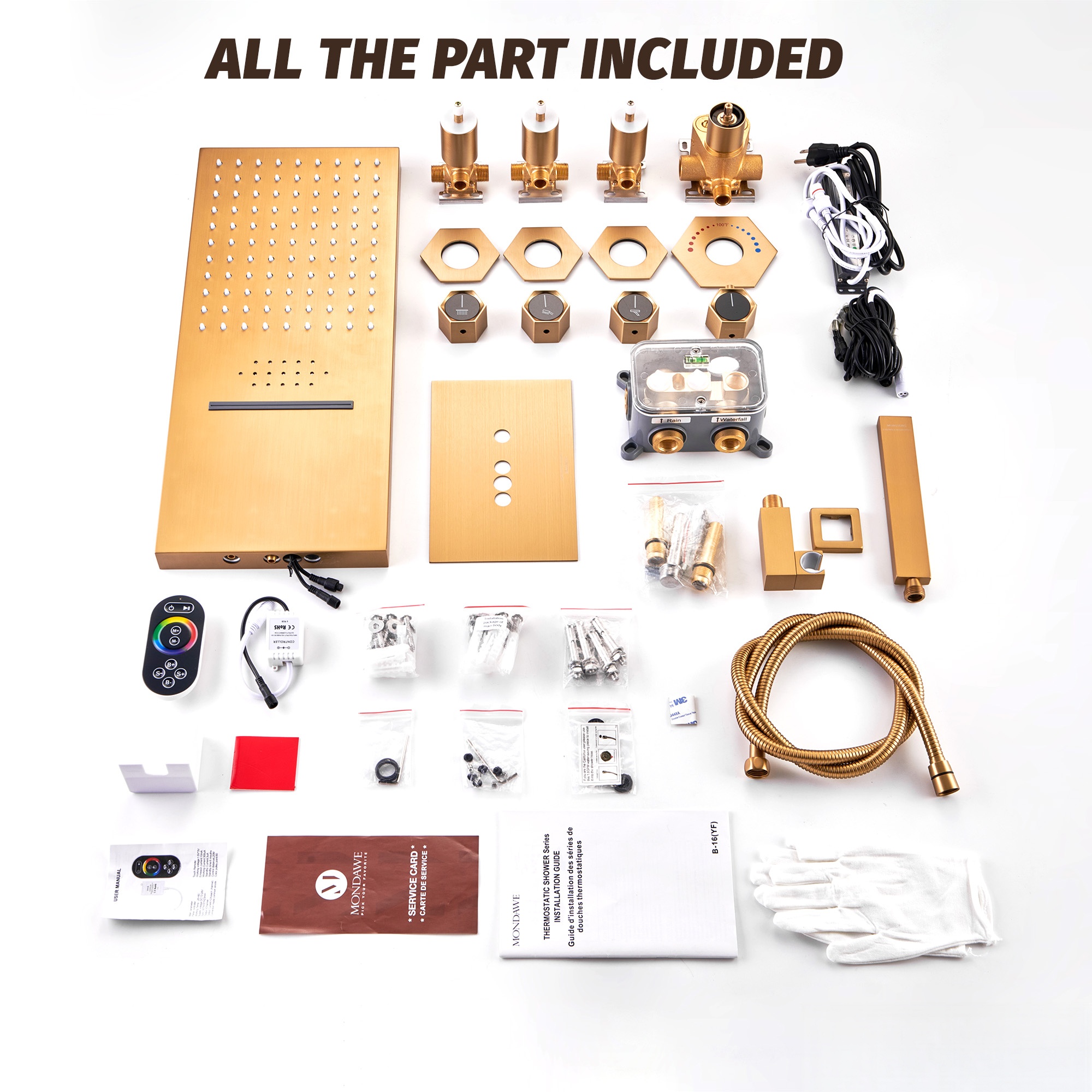 3 Functions Wall-Mounted Luxury LED and Music Thermostatic Complete Shower System Rough-in Valve Included