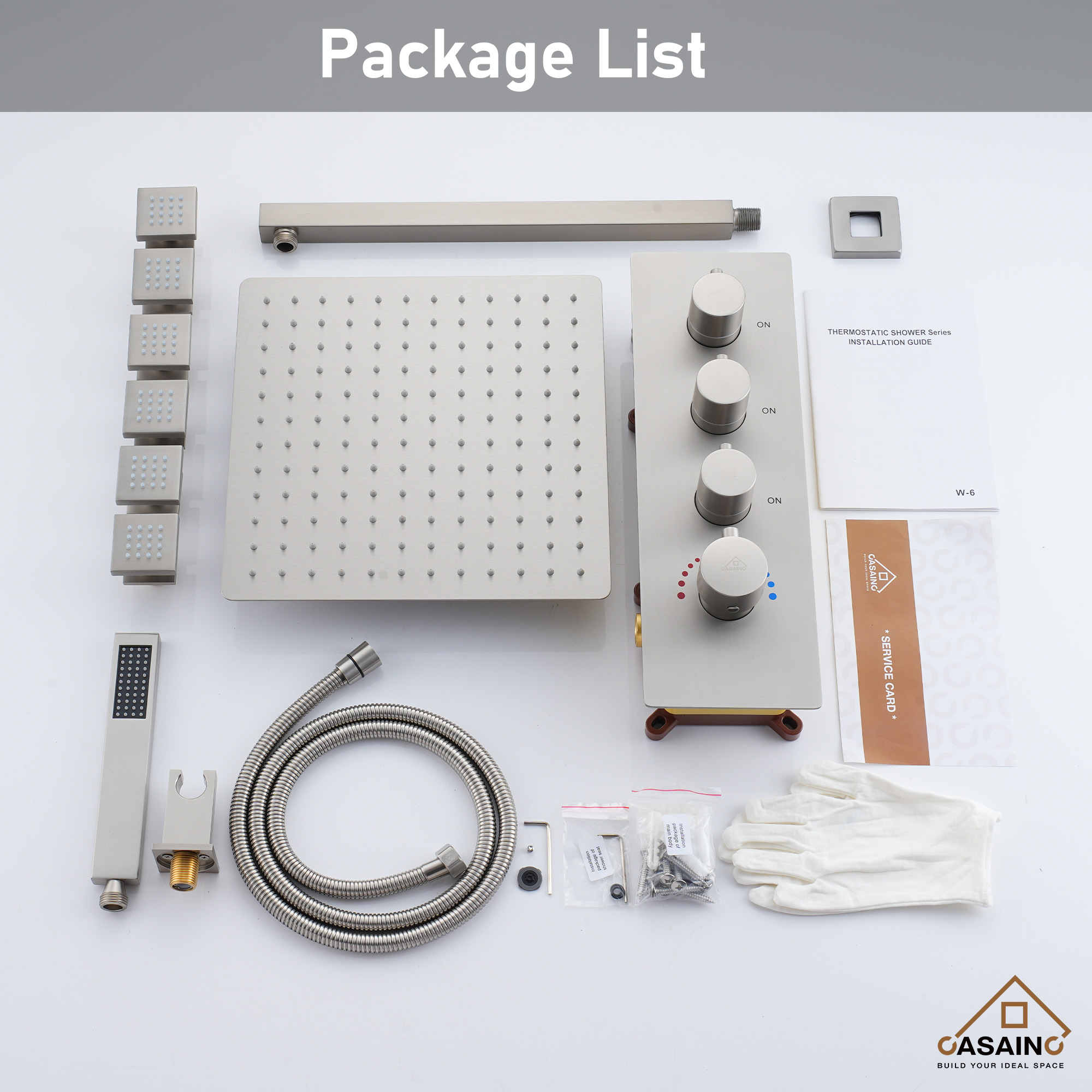 6-Spray Pattern 12 in. Wall Mounted Rainfall Shower Faucet and Dual Shower Heads System With 6 Body Jets In Brushed Gold/Brushed Nickel/Matte Black