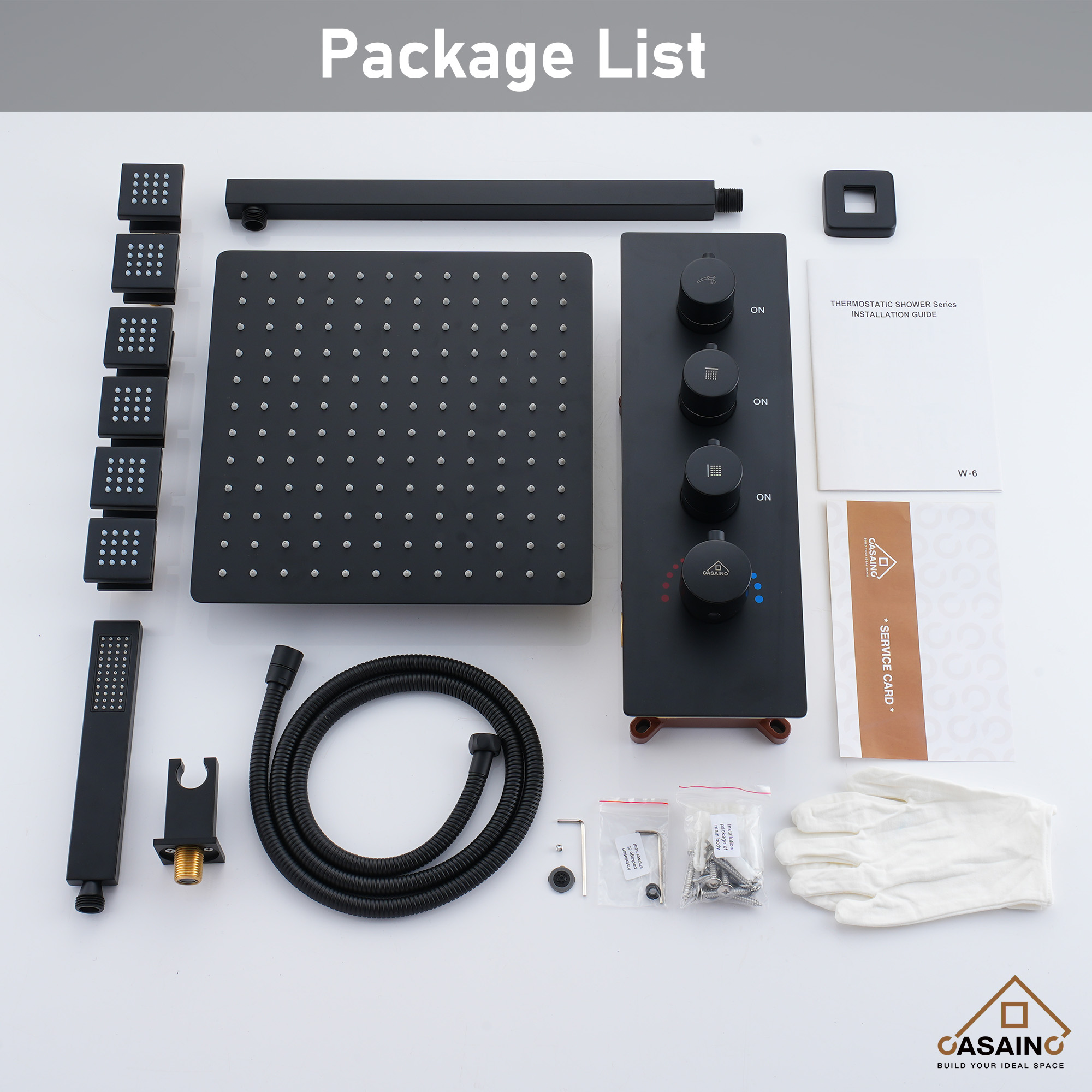 6-Spray Pattern 12 in. Wall Mounted Rainfall Shower Faucet and Dual Shower Heads System With 6 Body Jets In Brushed Gold/Brushed Nickel/Matte Black