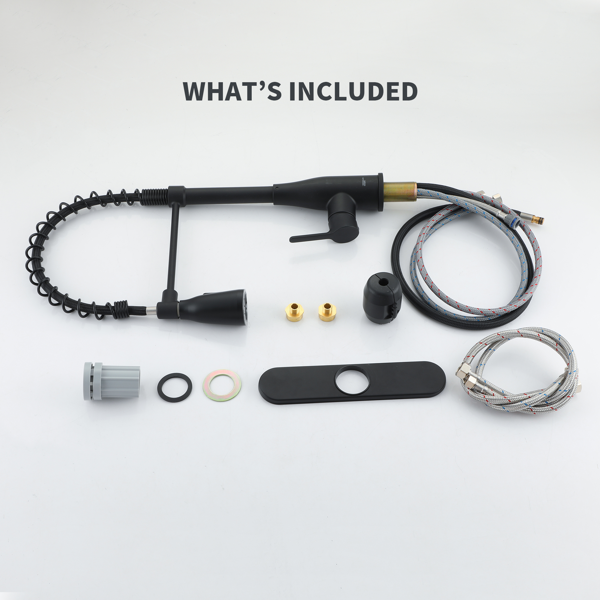 Single Handle Pull Down Sprayer Kitchen Faucet with LED Lights Temperature Display in Matte Black