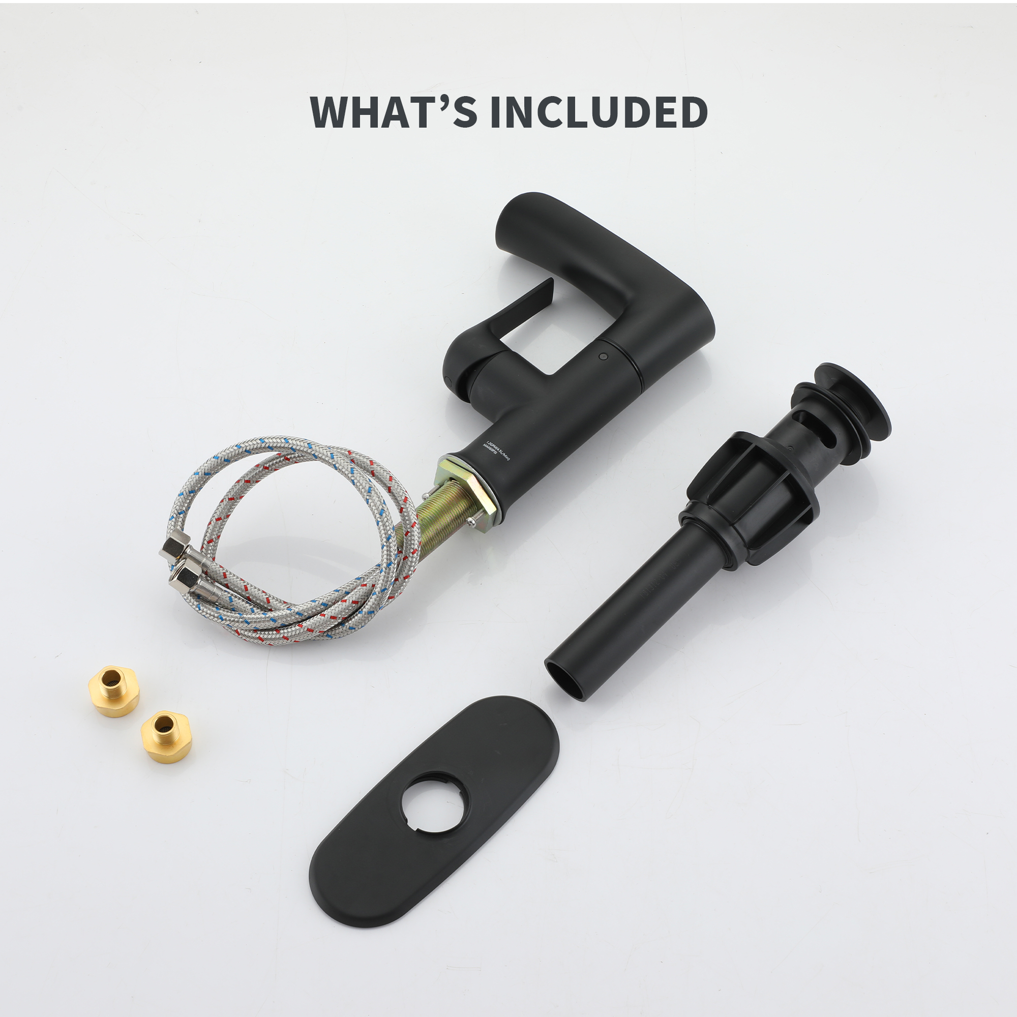 Single Handle Single Hole Bathroom Vanity Sink Waterfall Spout Bathroom Faucet with Filter Particles in Matte Black