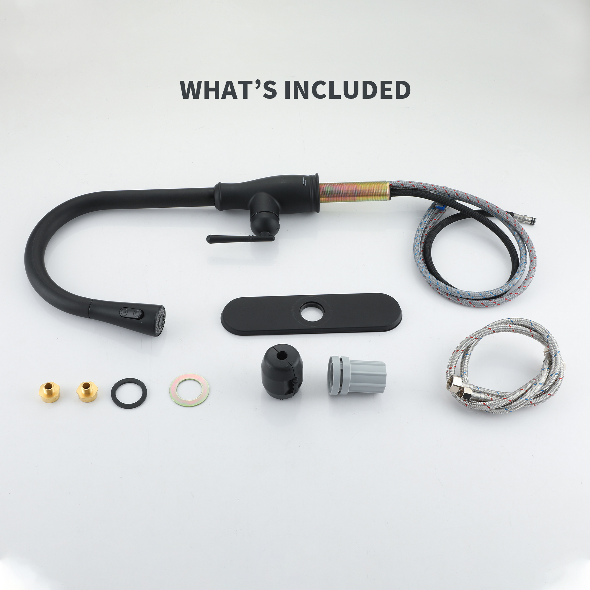 Single Handle Pull Down Sprayer Kitchen Faucet with Intelligent Temperature Display in Matte Black