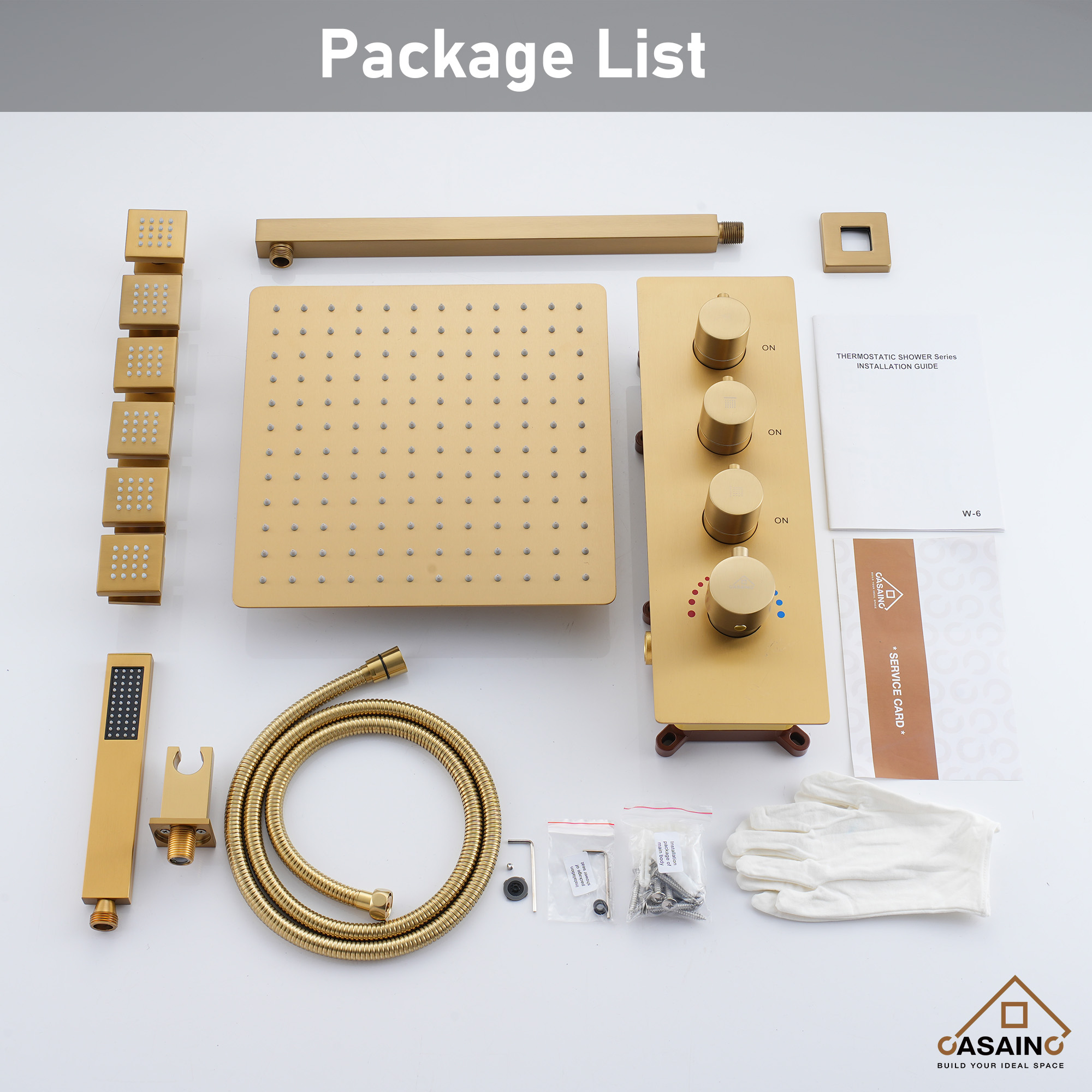 6-Spray Pattern 12 in. Wall Mounted Rainfall Shower Faucet and Dual Shower Heads System With 6 Body Jets In Brushed Gold/Brushed Nickel/Matte Black