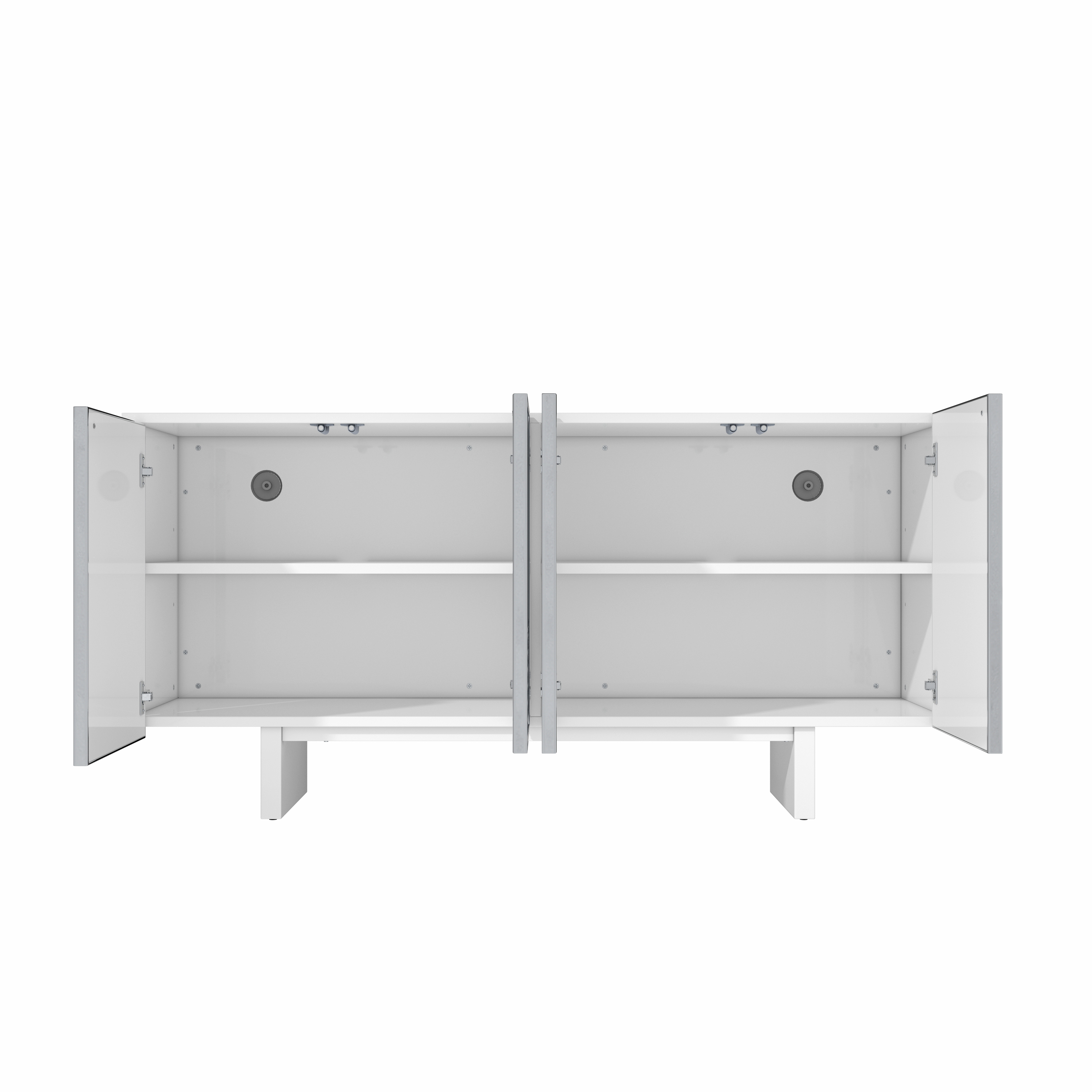62.99-in W 4-Door White/Silver Accent Cabinet