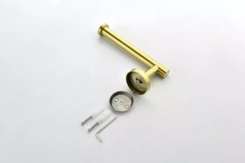  6-Piece Bath Hardware Set with Towel Rail, Paper Towel Rack, Towel Ring and Hook in Brushed Nickel/Brushed Gold