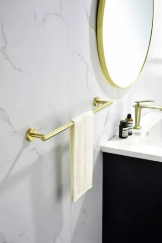  6-Piece Bath Hardware Set with Towel Rail, Paper Towel Rack, Towel Ring and Hook in Brushed Nickel/Brushed Gold