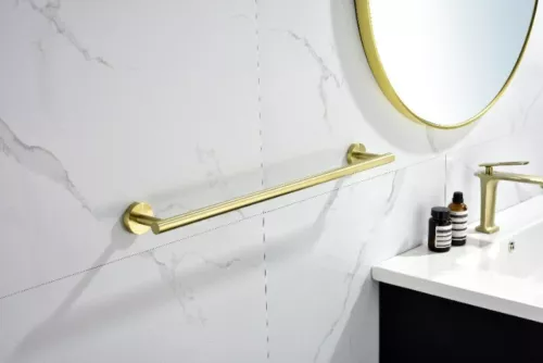  6-Piece Bath Hardware Set with Towel Rail, Paper Towel Rack, Towel Ring and Hook in Brushed Nickel/Brushed Gold