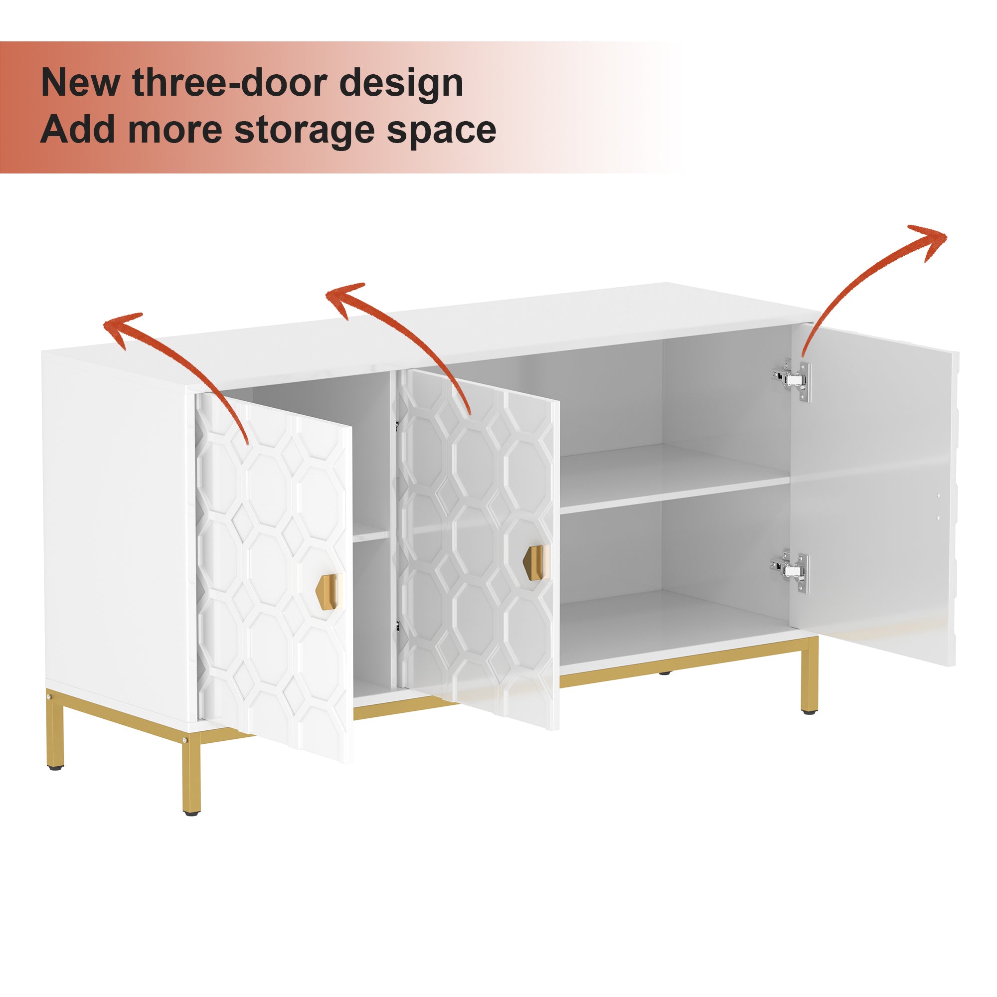 Modern Accent Cabinet, 2 Door Storage Cabinet Wood with Adjustable Shelf, Vintage Wooden Cabinet for Living Room Hallway Home Office