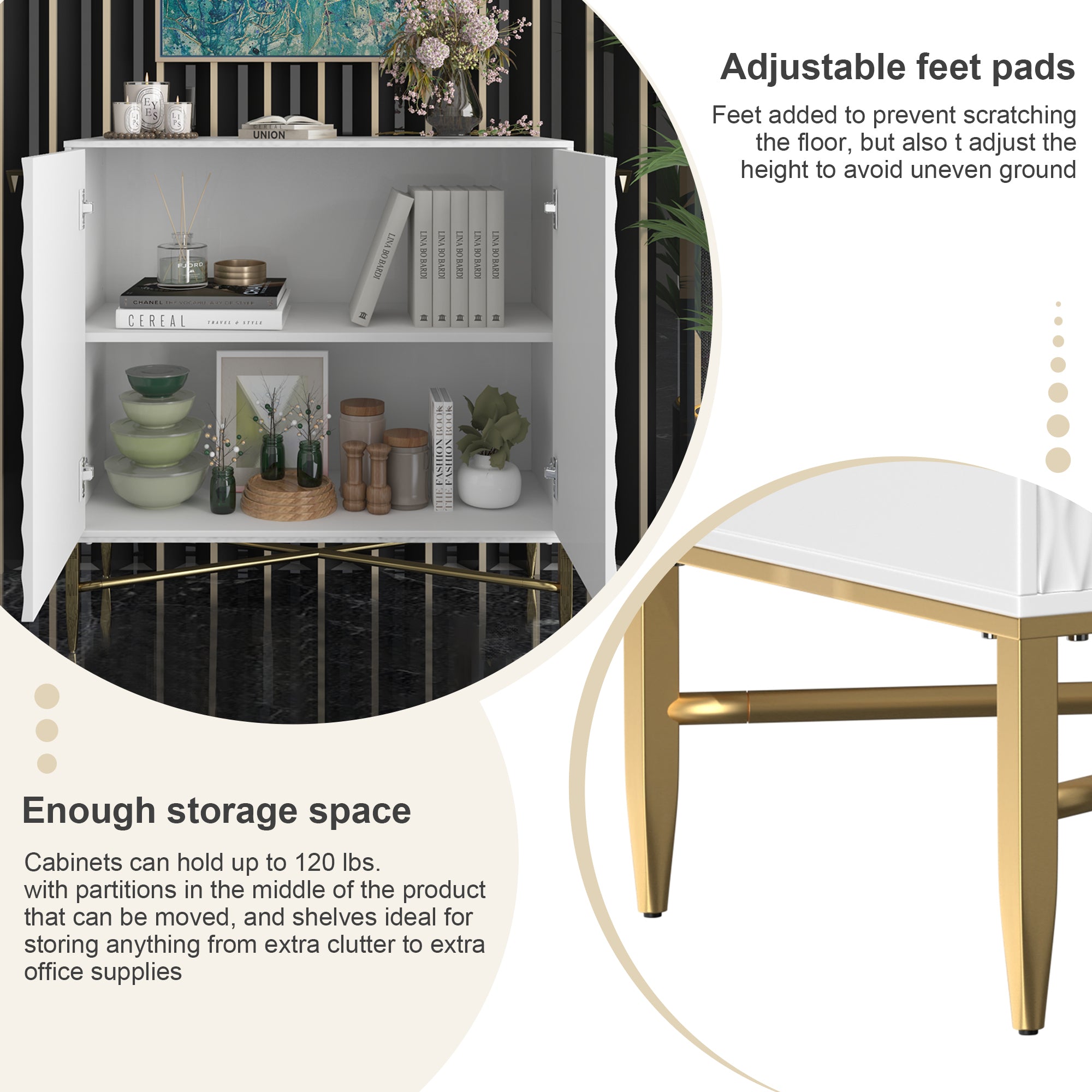 32.8 in. H 2 Door White Locker Accent Storage Cabinet with X-Shaped Hardware Stand