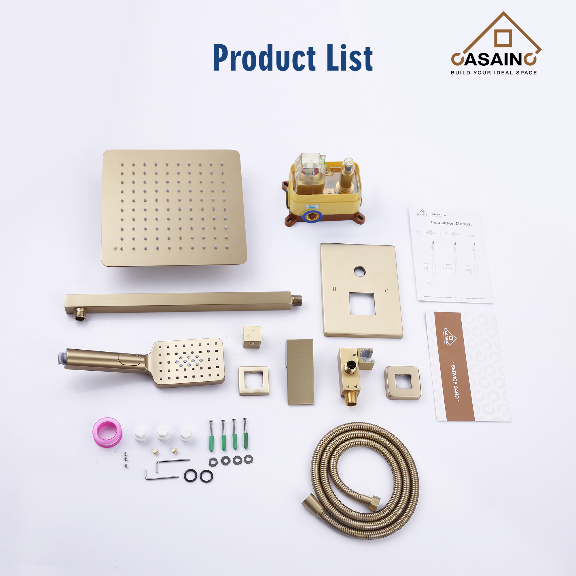 3-Spray Pattern 10 in. Wall Mount Shower System Shower Head and Functional Handheld, Brushed Gold