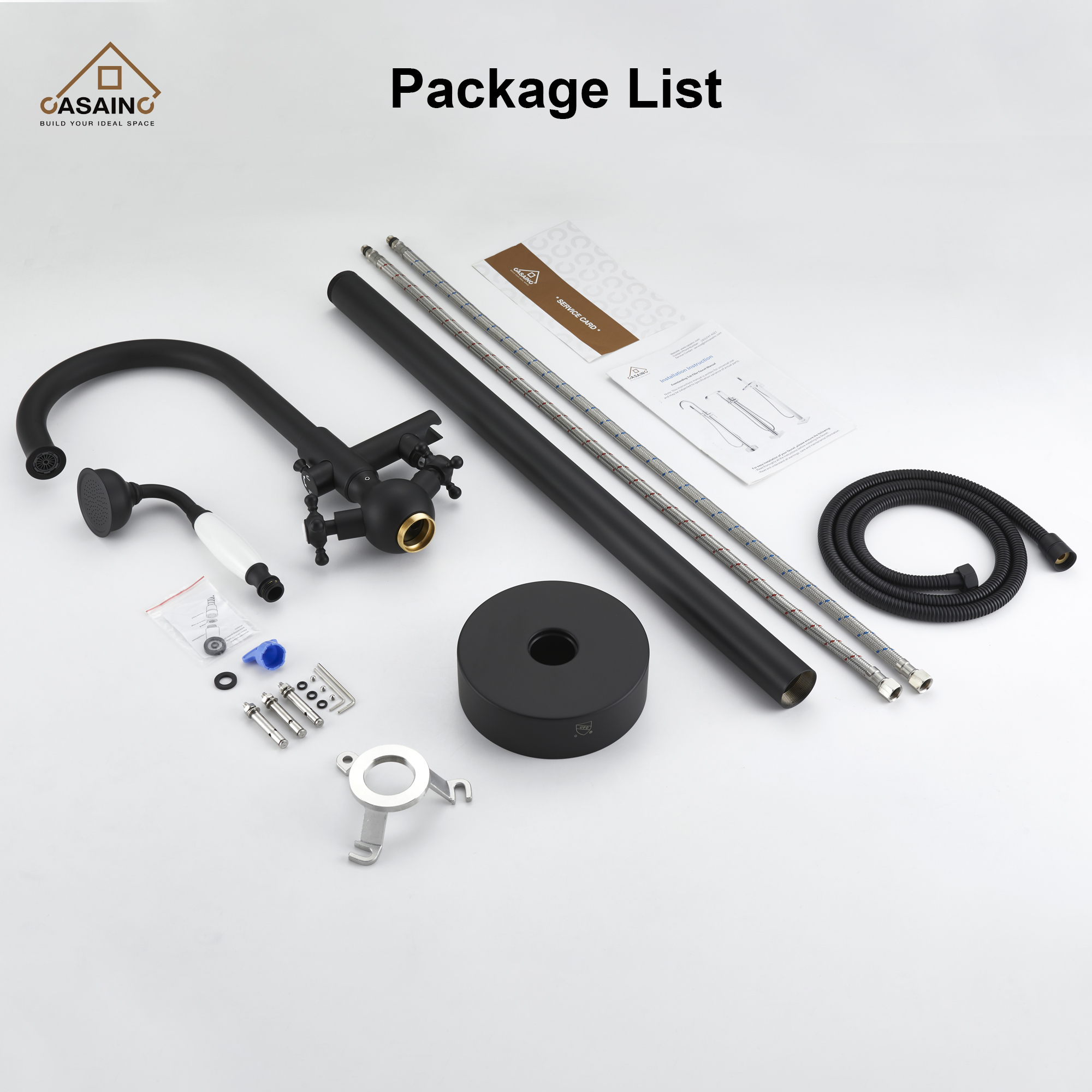 Vintage 2-Handle Floor-Mount Buthtub Freestanding Roman Tub Faucet in Brushed Brass