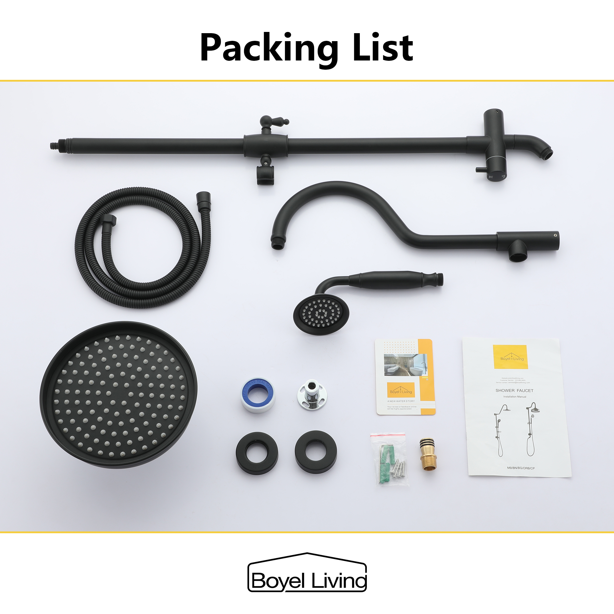 Boyel Living 8 in. Wall Mount Dual Shower Heads Rain Shower System with Hand Shower