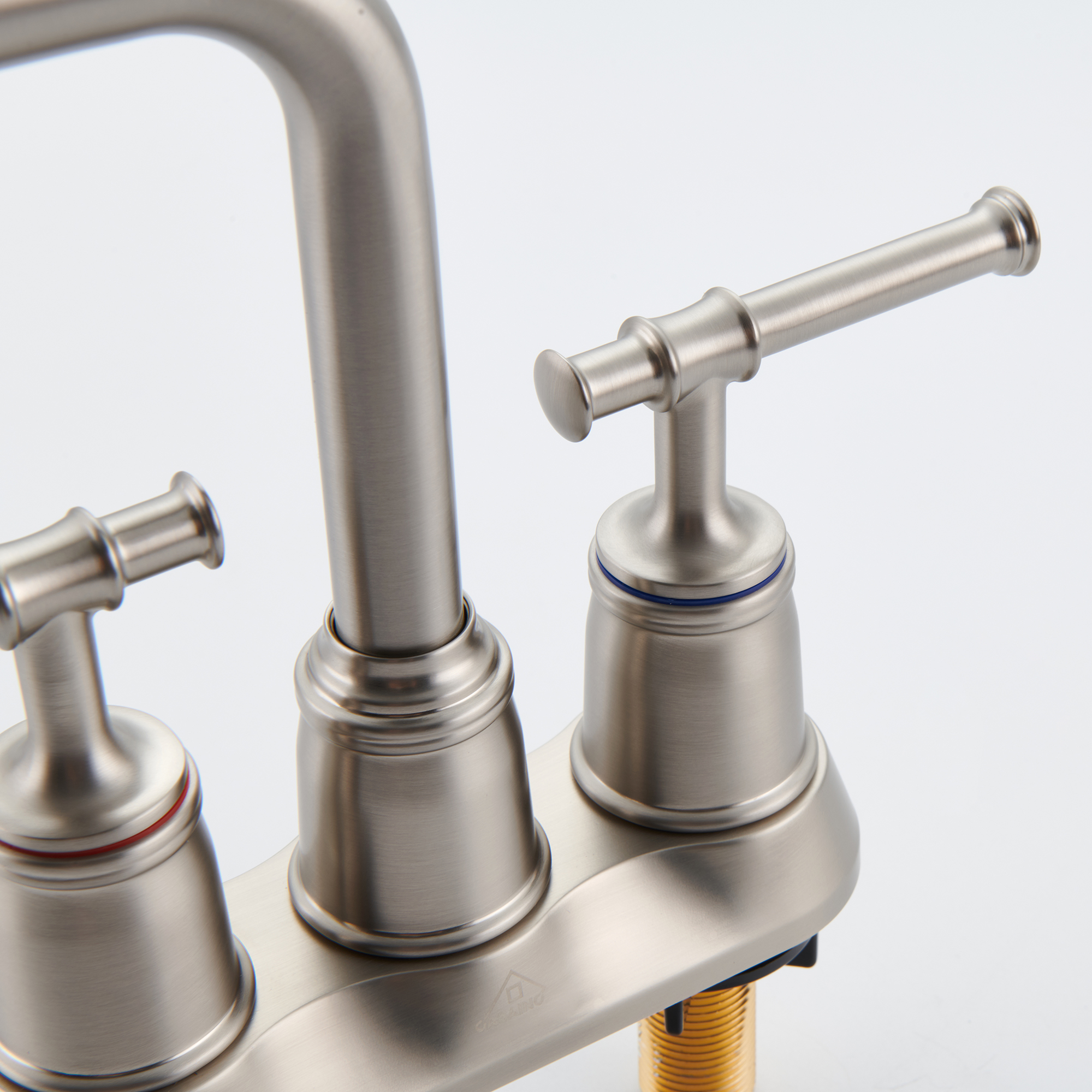 4 in. Centerset Double Handle 2 holes Bathroom Sink Faucet Lavatory Faucet with Stainless steel Drain in Brushed Nickel/Oil Rubbed Bronze/Brushed Gold/Matte Black