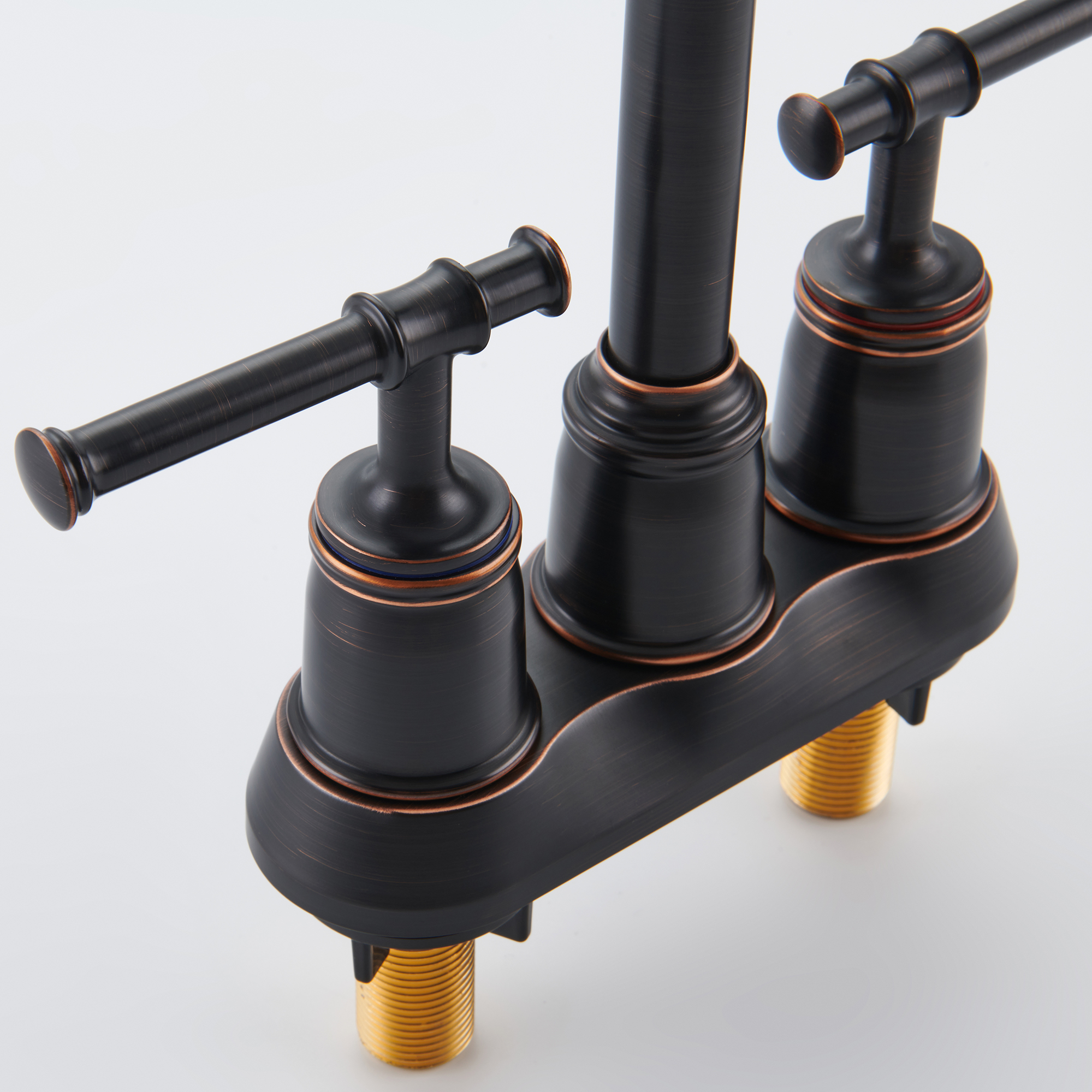 4 in. Centerset Double Handle 2 holes Bathroom Sink Faucet Lavatory Faucet with Stainless steel Drain in Brushed Nickel/Oil Rubbed Bronze/Brushed Gold/Matte Black