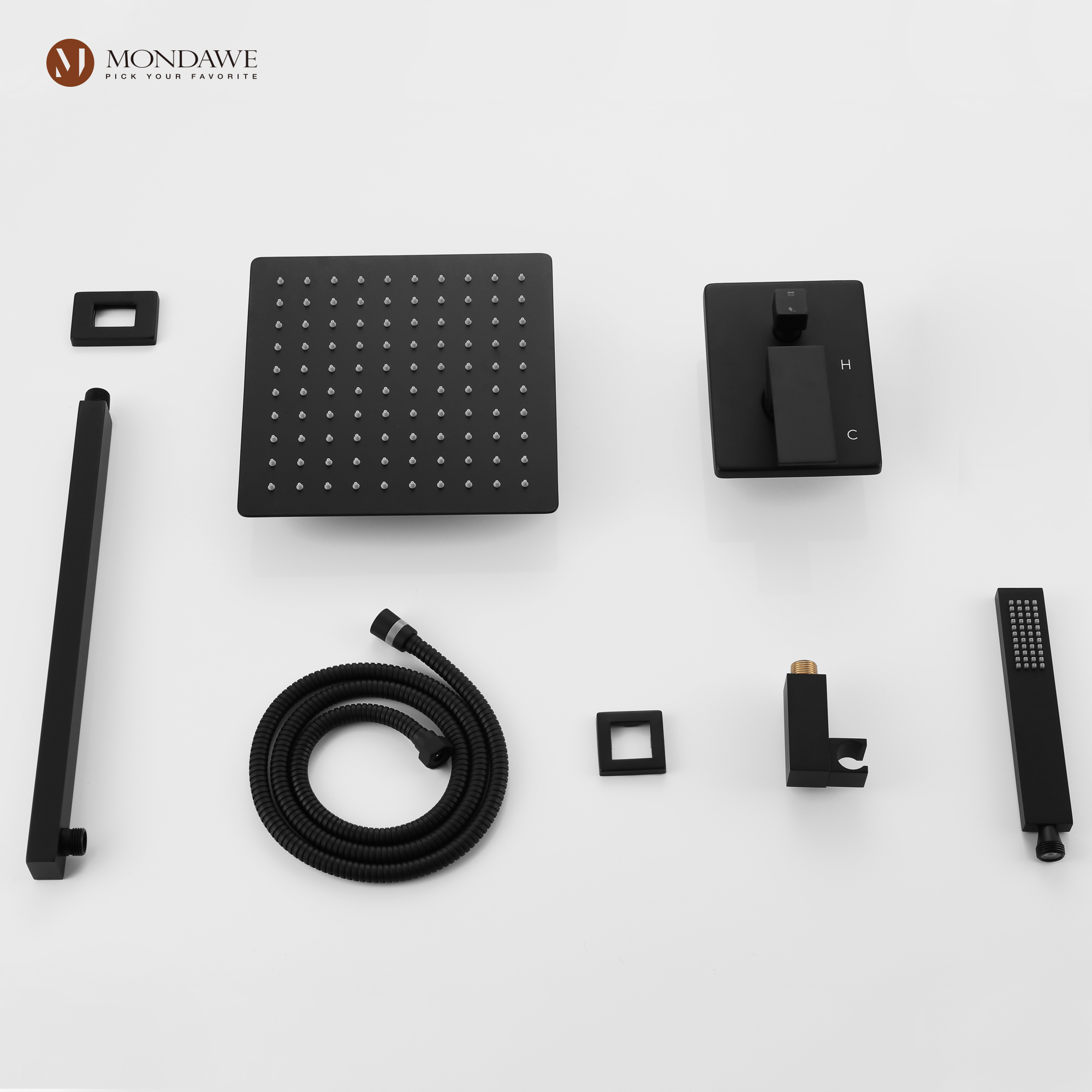 Matte Black 10-in Built-In Shower Faucet System with 2-way Diverter