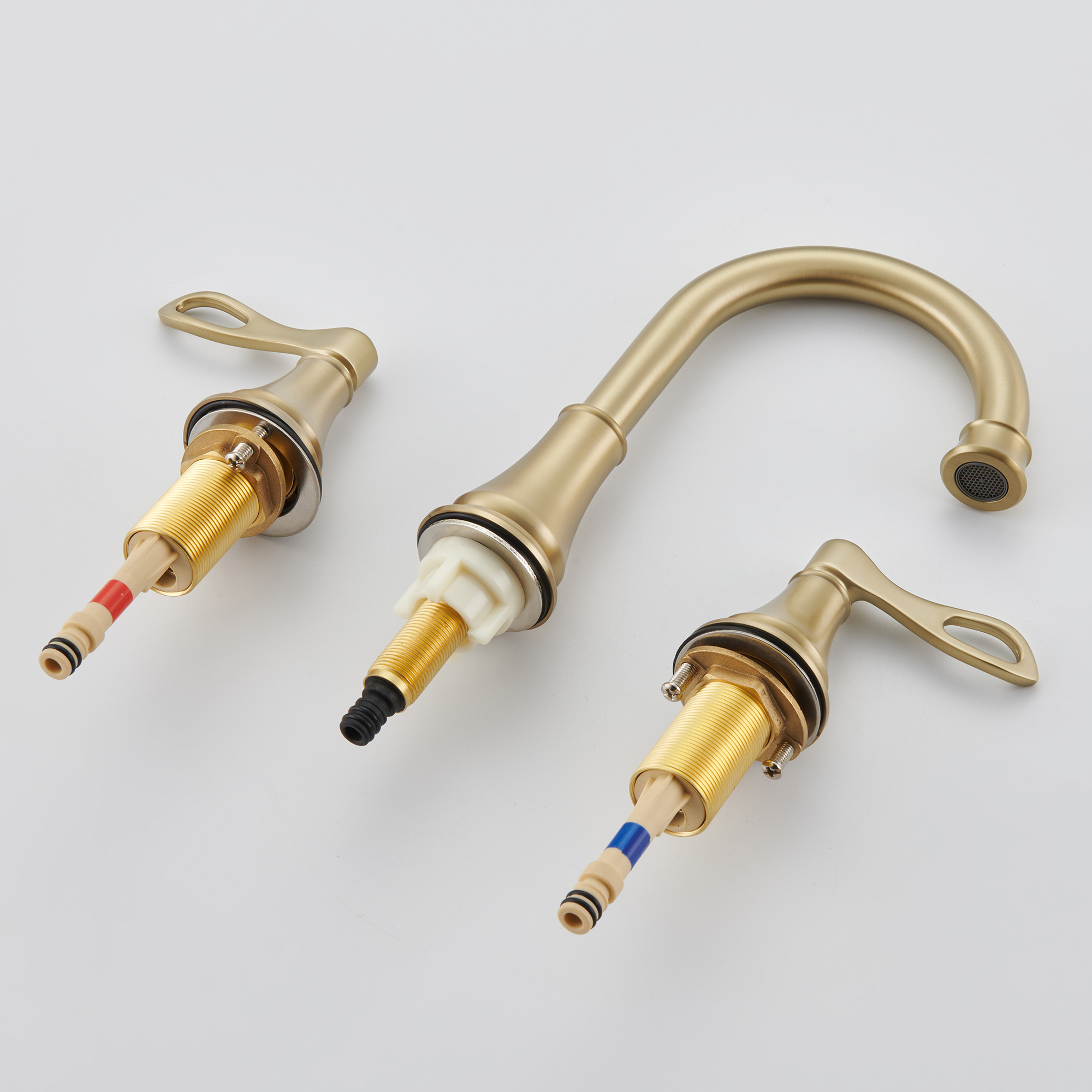 8 in. Widespread Double Handle Bathroom Faucet 3 Holes with 360° Swivel Spout, Stainless Steel Drain in Brushed Nickel/Oil Rubbed Bronze/Brushed Gold/Matte Black