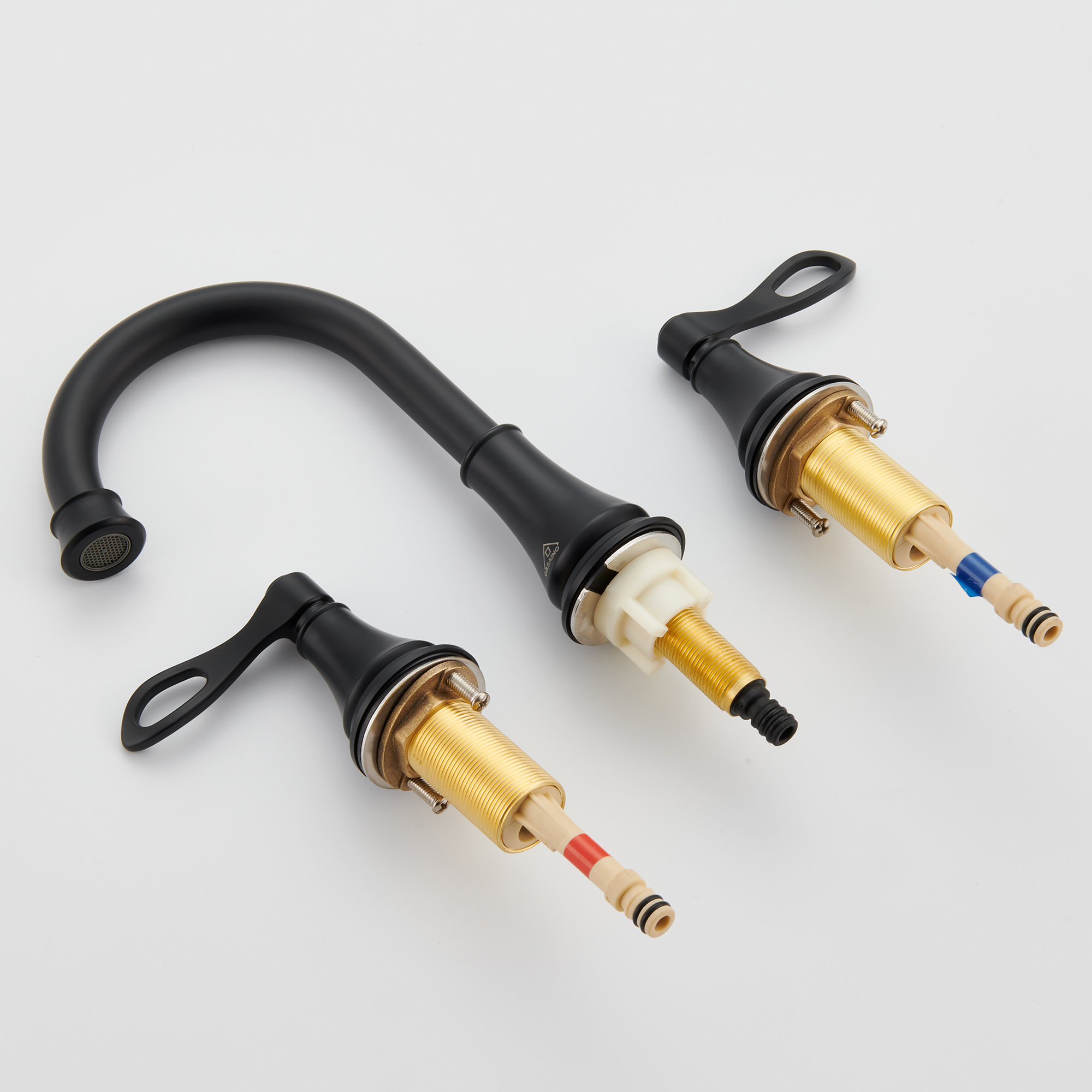 8 in. Widespread Double Handle Bathroom Faucet 3 Holes with 360° Swivel Spout, Stainless Steel Drain in Brushed Nickel/Oil Rubbed Bronze/Brushed Gold/Matte Black