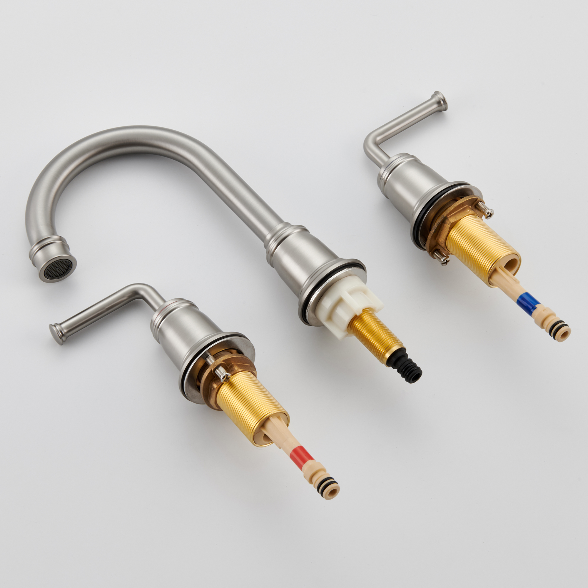 8 in. Widespread Double Handle Bathroom sink Faucet with 360° Swivel Spout, Stainless Steel Drain in Brushed Nickel/Oil Rubbed Bronze/Brushed Gold/Matte Black