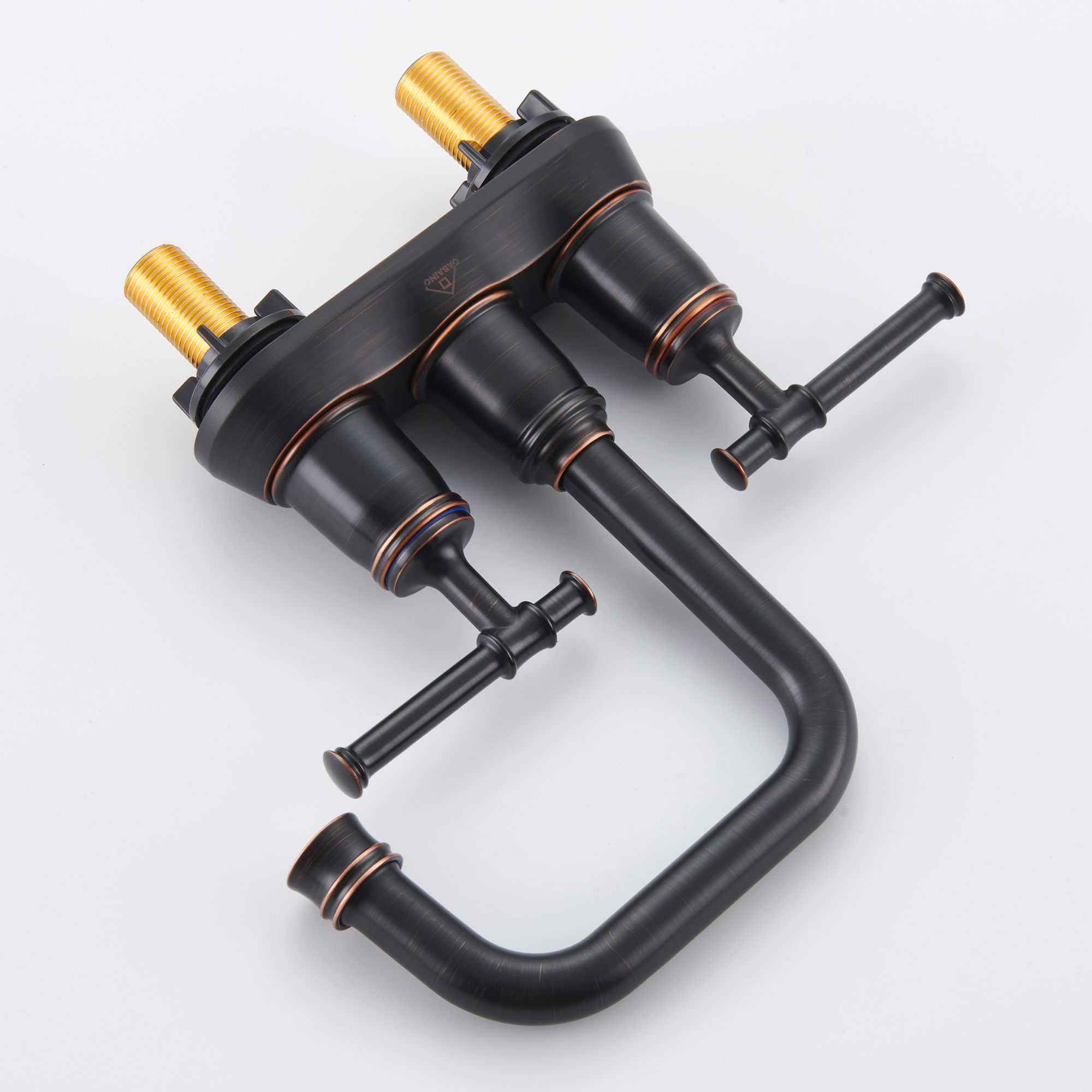 4 in. Centerset Double Handle 2 holes Bathroom Sink Faucet Lavatory Faucet with Stainless steel Drain in Brushed Nickel/Oil Rubbed Bronze/Brushed Gold/Matte Black