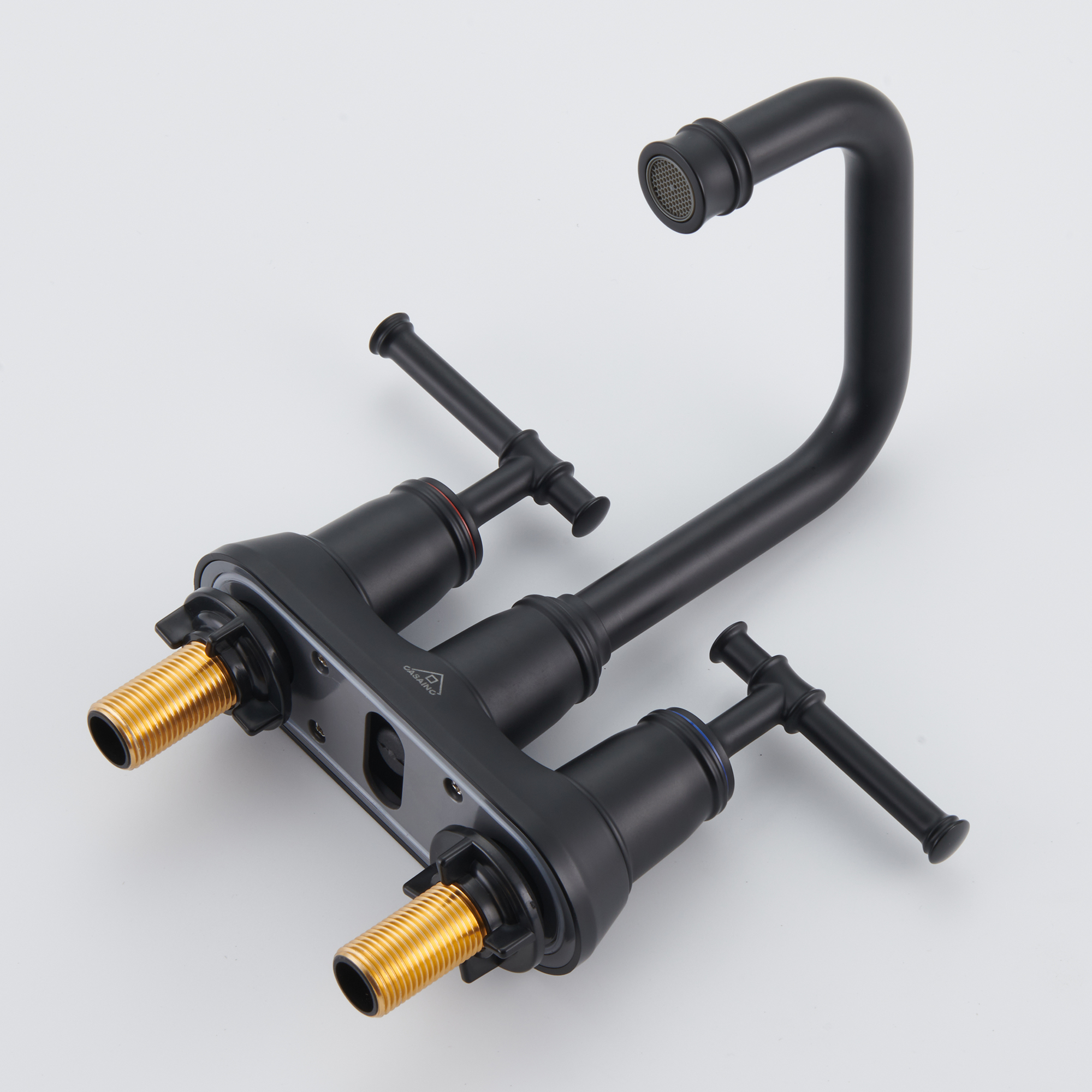 4 in. Centerset Double Handle 2 holes Bathroom Sink Faucet Lavatory Faucet with Stainless steel Drain in Brushed Nickel/Oil Rubbed Bronze/Brushed Gold/Matte Black