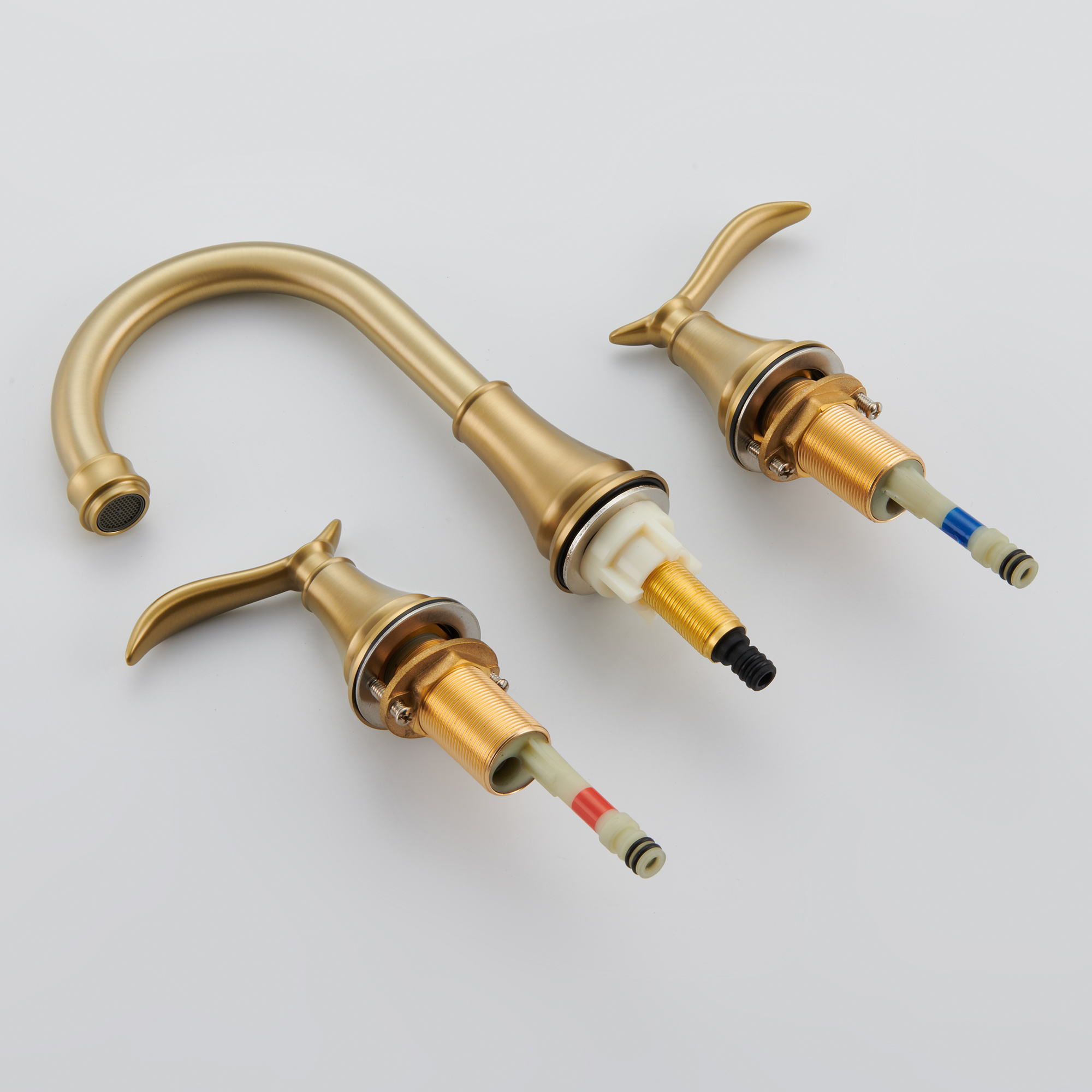 8 in. Widespread Double Handle Bathroom Sink Faucet with 360° Swivel Spout, Stainless Steel Drain Kit in Brushed Nickel/Oil Rubbed Bronze/Brushed Gold/Matte Black