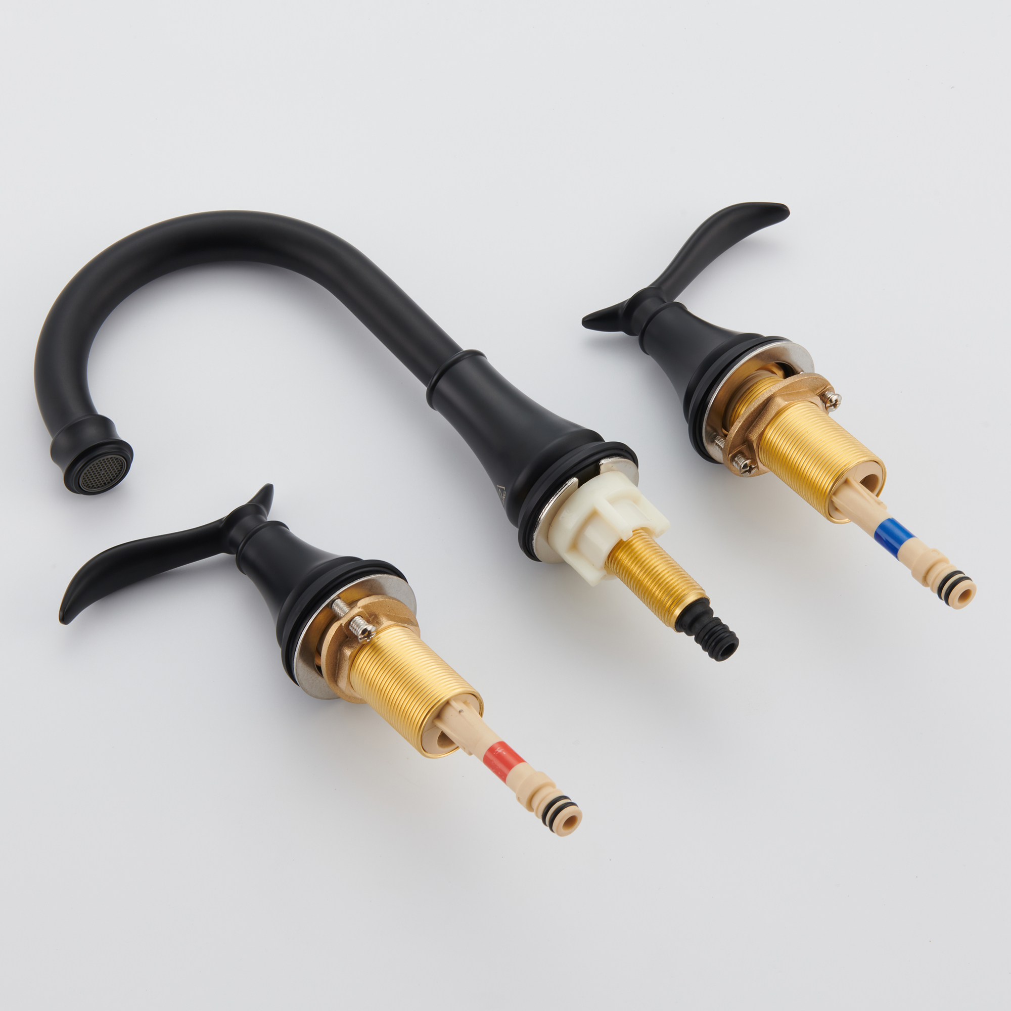 8 in. Widespread Double Handle Bathroom Sink Faucet with 360° Swivel Spout, Stainless Steel Drain Kit in Brushed Nickel/Oil Rubbed Bronze/Brushed Gold/Matte Black