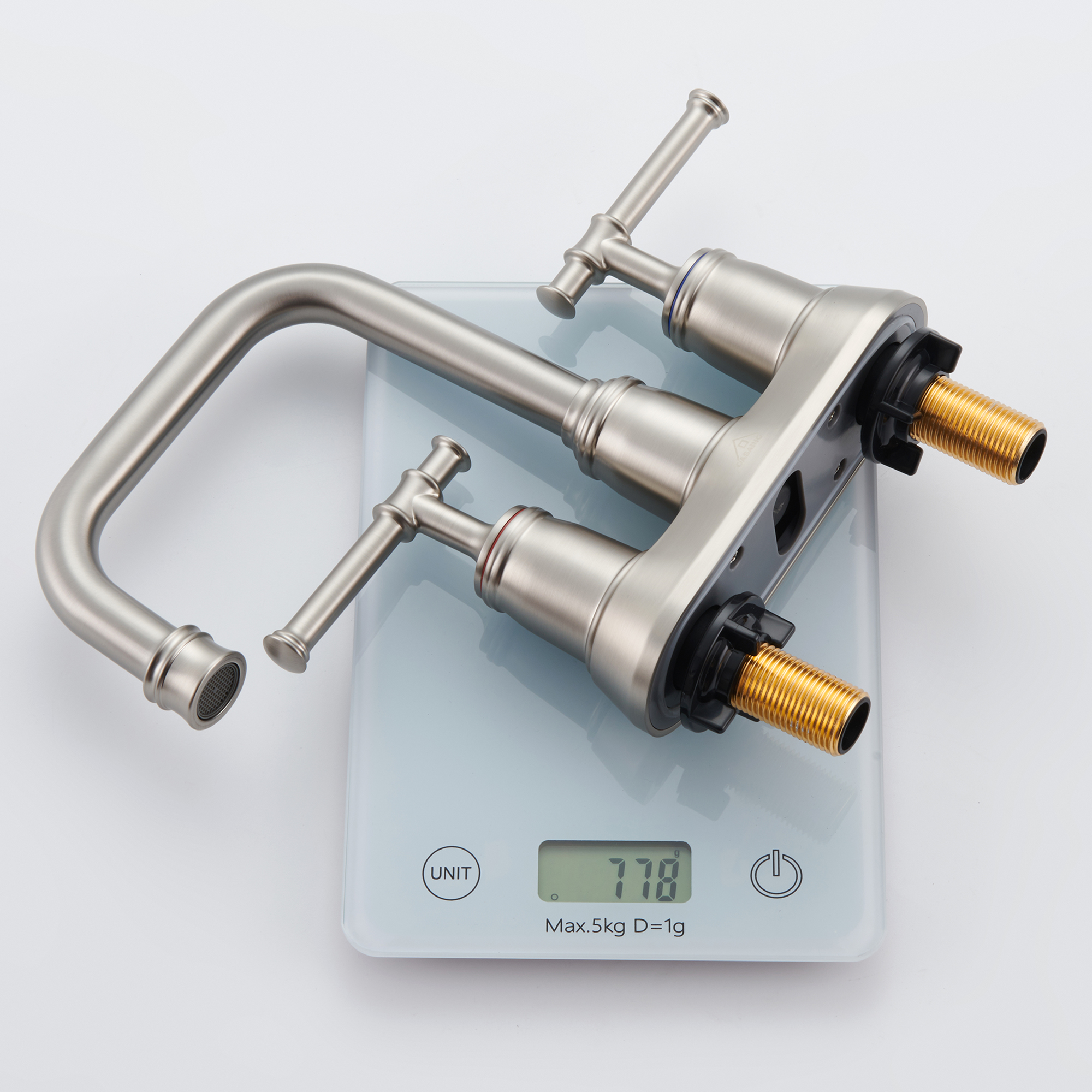 4 in. Centerset Double Handle 2 holes Bathroom Sink Faucet Lavatory Faucet with Stainless steel Drain in Brushed Nickel/Oil Rubbed Bronze/Brushed Gold/Matte Black