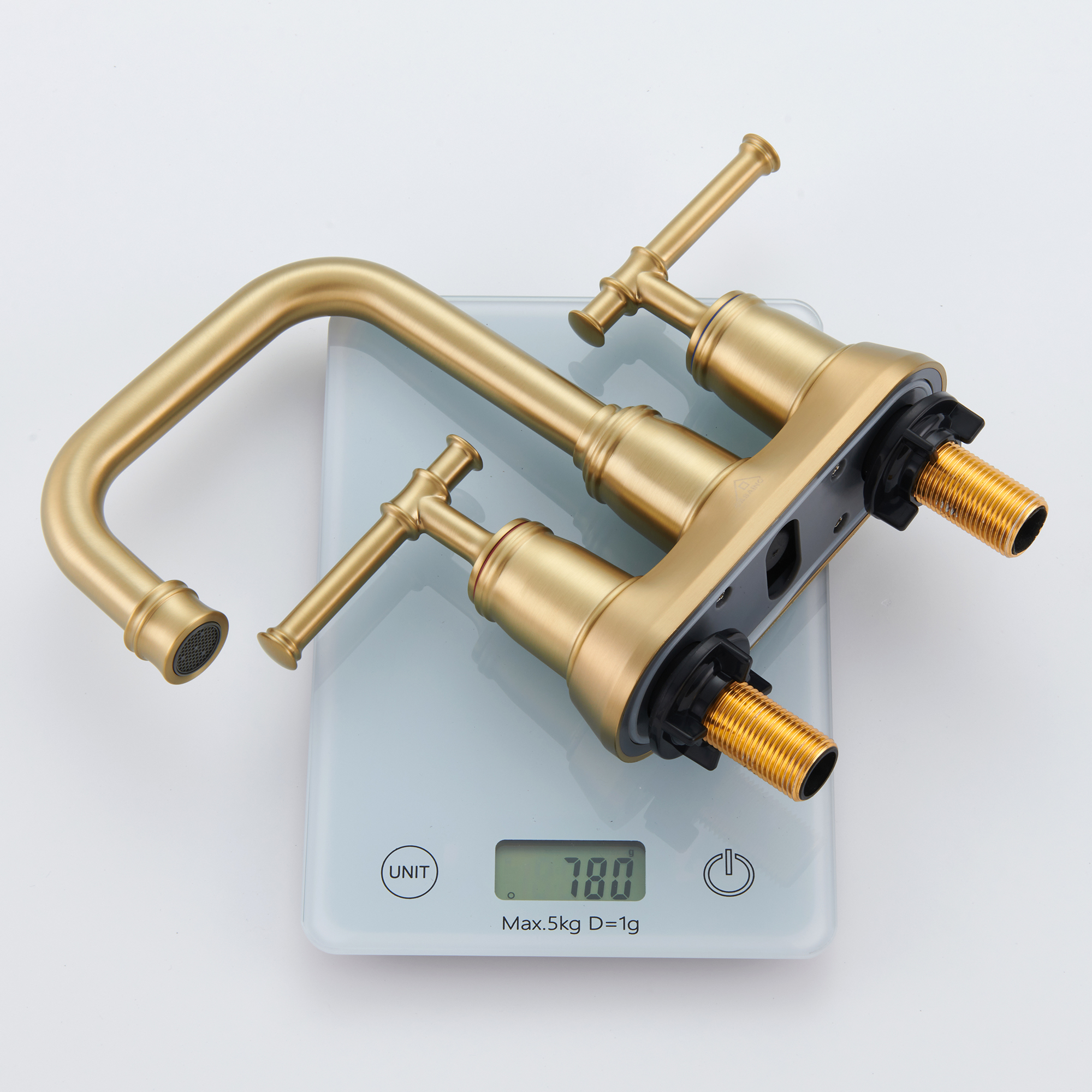 4 in. Centerset Double Handle 2 holes Bathroom Sink Faucet Lavatory Faucet with Stainless steel Drain in Brushed Nickel/Oil Rubbed Bronze/Brushed Gold/Matte Black