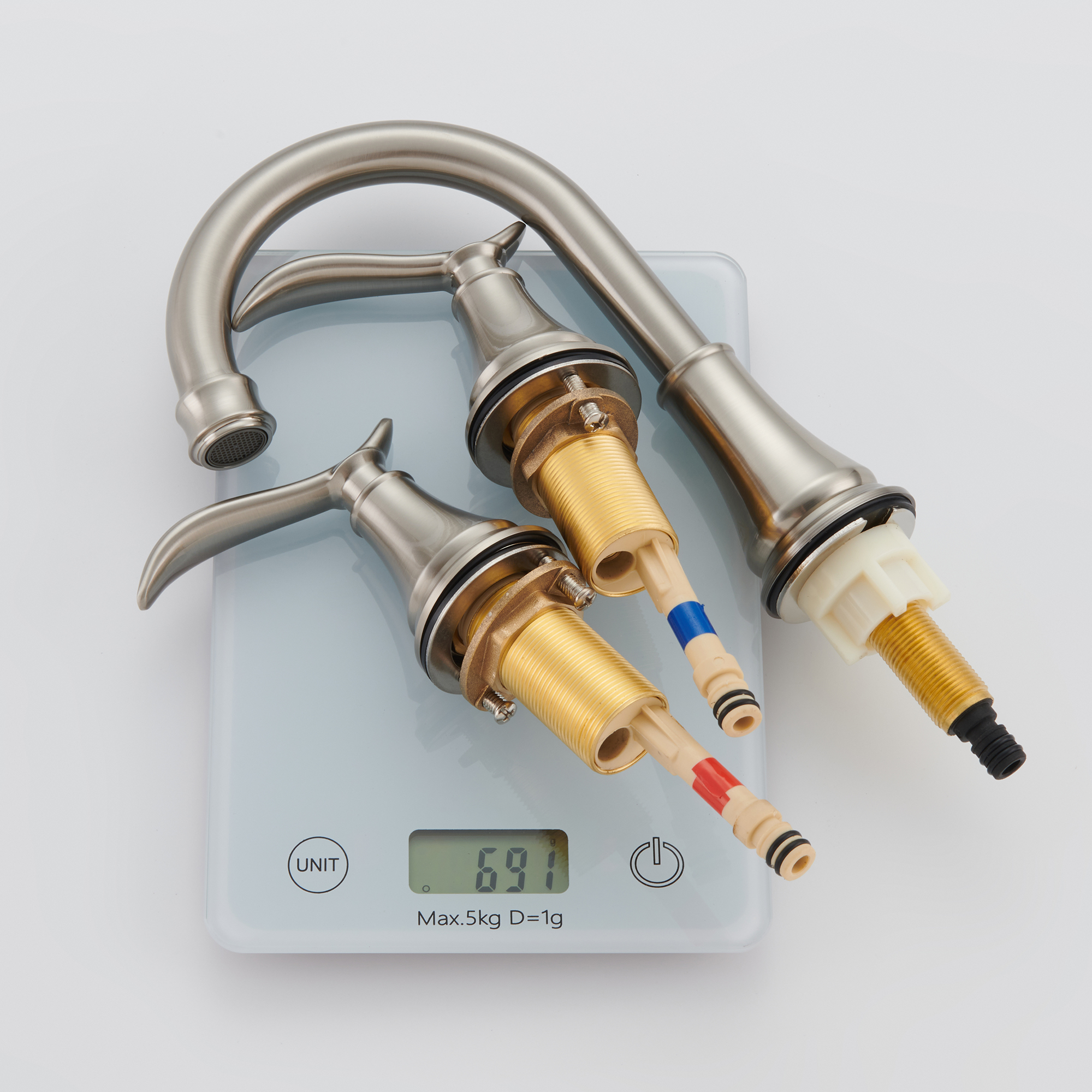 8 in. Widespread Double Handle Bathroom Sink Faucet with 360° Swivel Spout, Stainless Steel Drain Kit in Brushed Nickel/Oil Rubbed Bronze/Brushed Gold/Matte Black