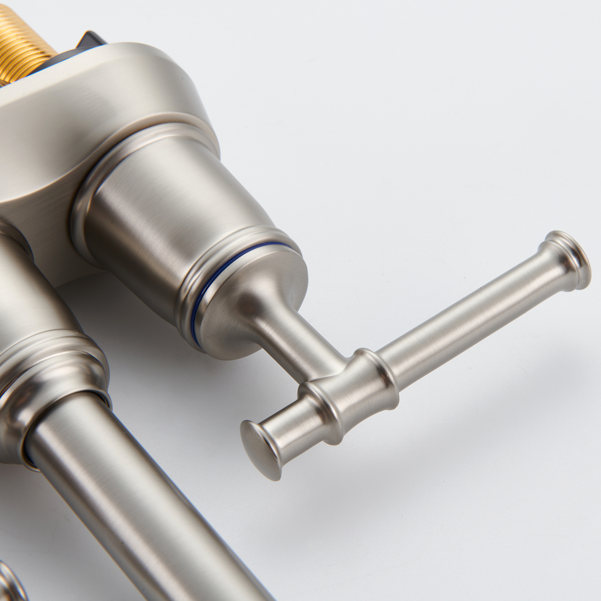 4 in. Centerset Double Handle 2 holes Bathroom Sink Faucet Lavatory Faucet with Stainless steel Drain in Brushed Nickel/Oil Rubbed Bronze/Brushed Gold/Matte Black