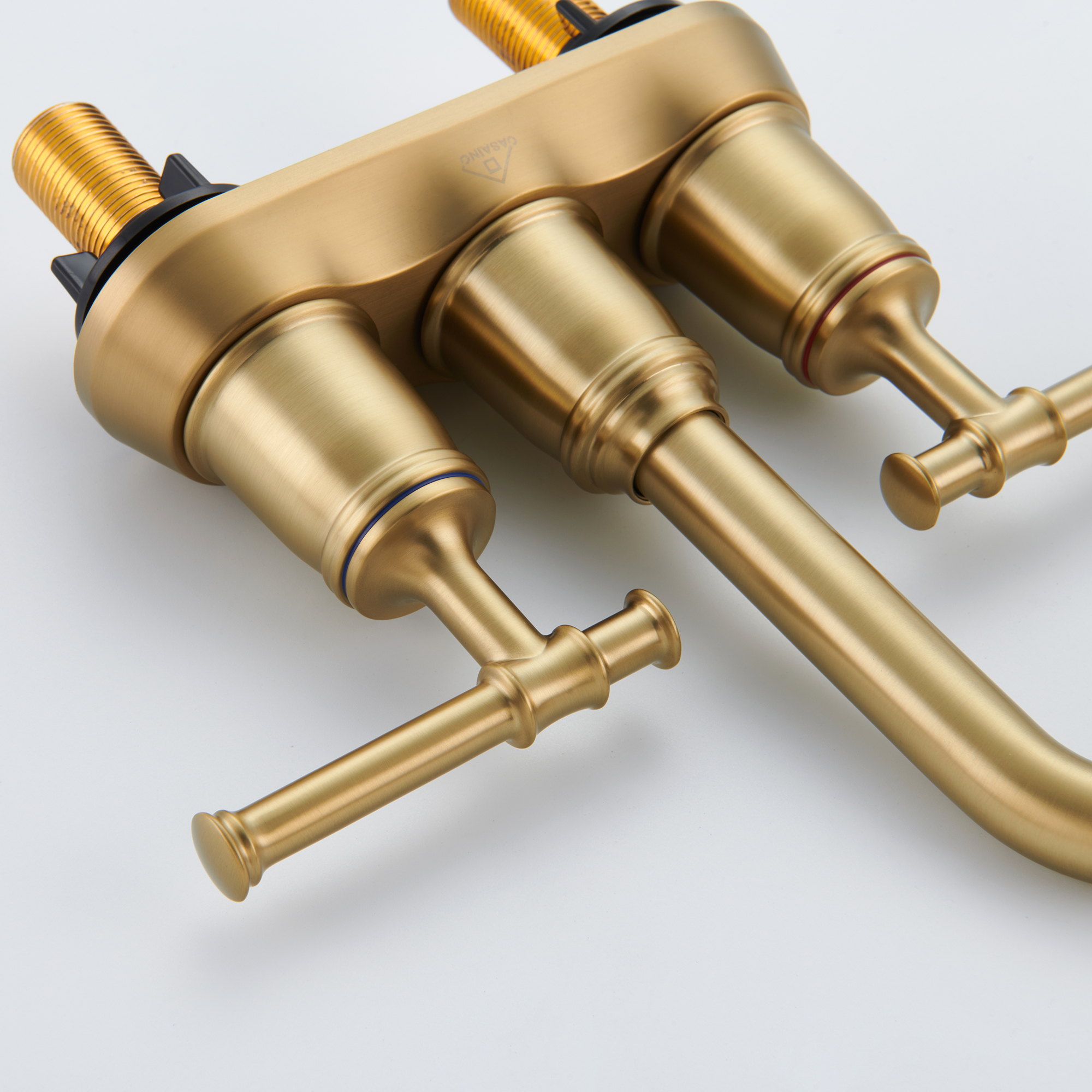 4 in. Centerset Double Handle 2 holes Bathroom Sink Faucet Lavatory Faucet with Stainless steel Drain in Brushed Nickel/Oil Rubbed Bronze/Brushed Gold/Matte Black